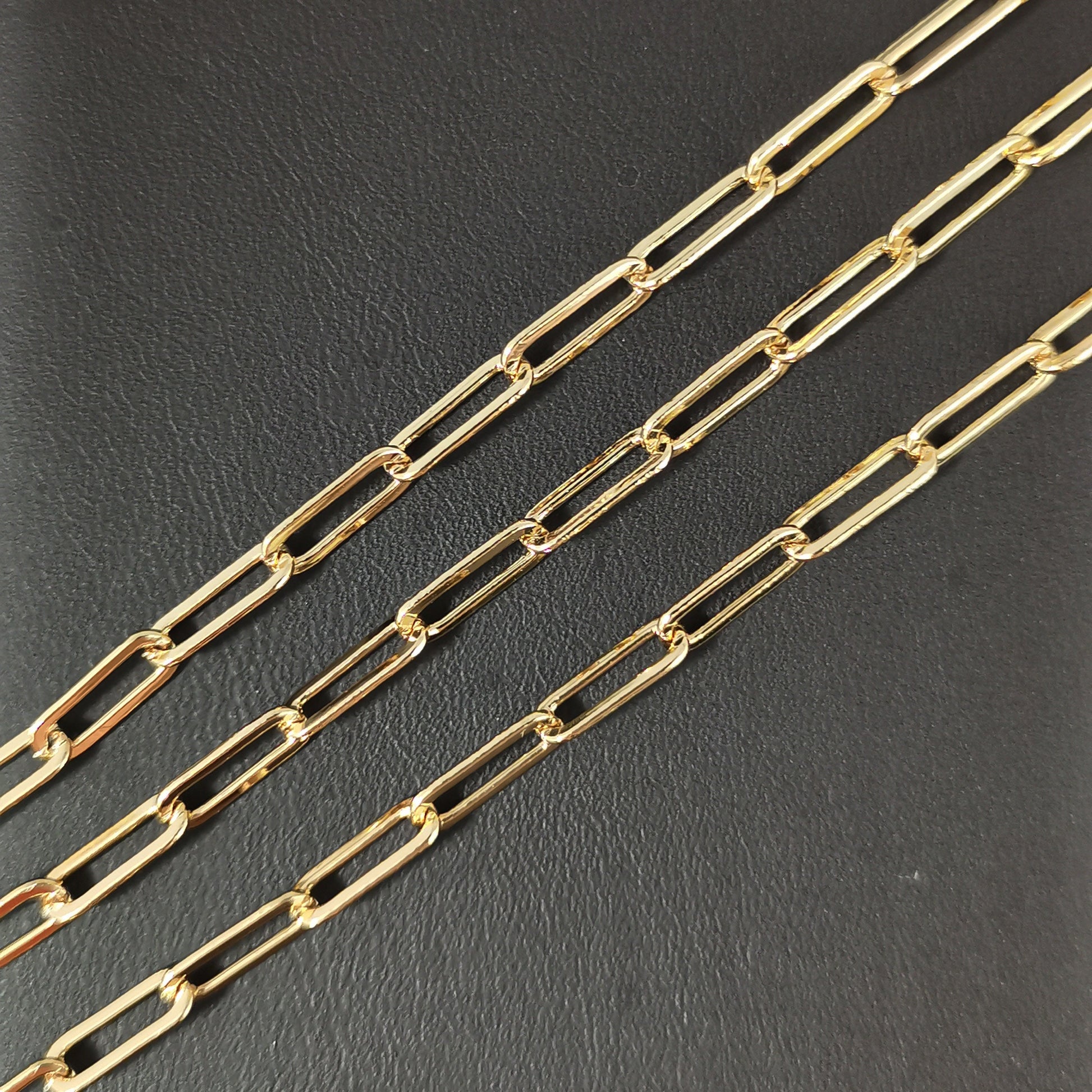 24K Gold Filled Paperclip Rolo Cable Chain by Yard, Gold Filled Cable Rolo Chain by Foot, Wholesale bulk Roll Chain for Jewelry Making, 161