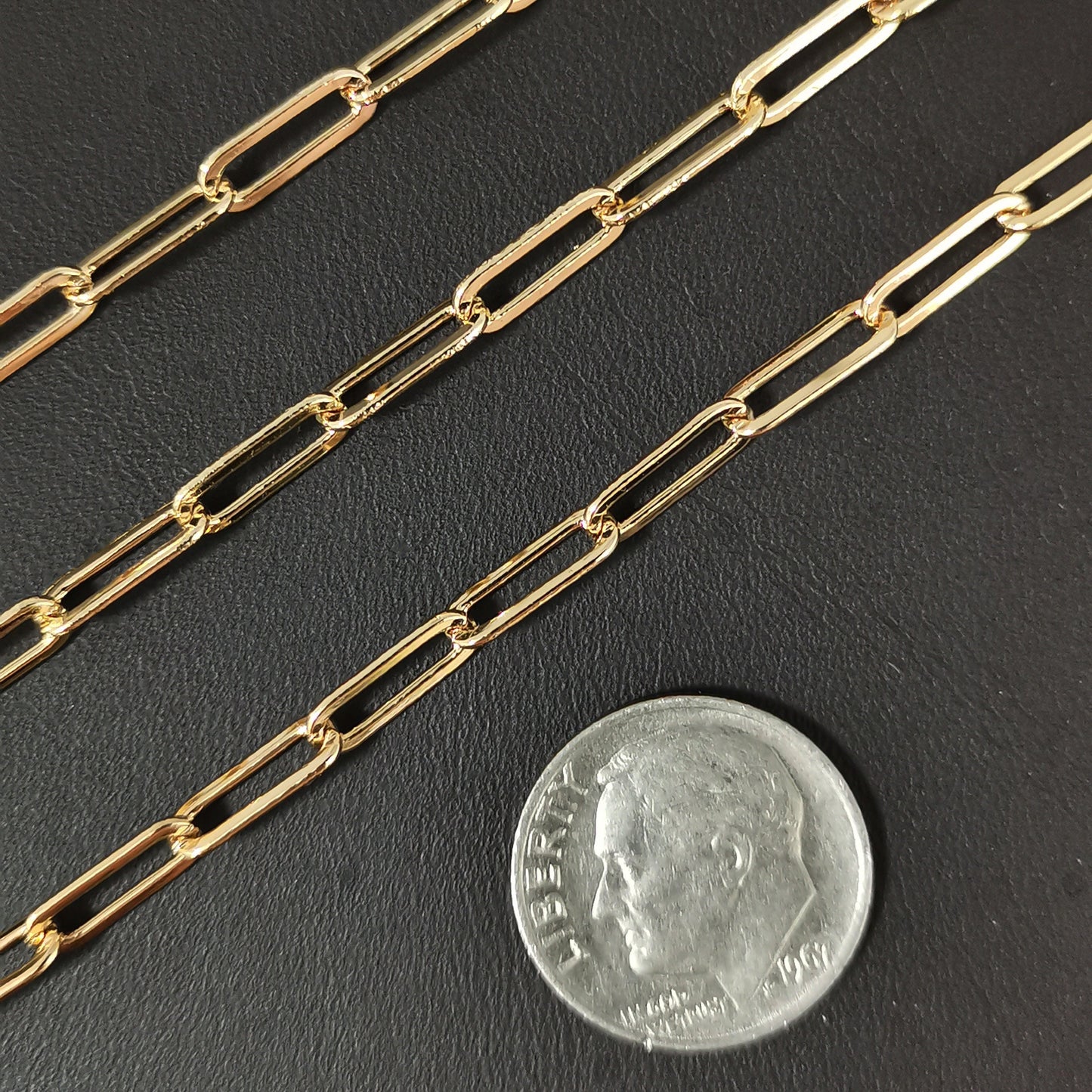 24K Gold Filled Paperclip Rolo Cable Chain by Yard, Gold Filled Cable Rolo Chain by Foot, Wholesale bulk Roll Chain for Jewelry Making, 161