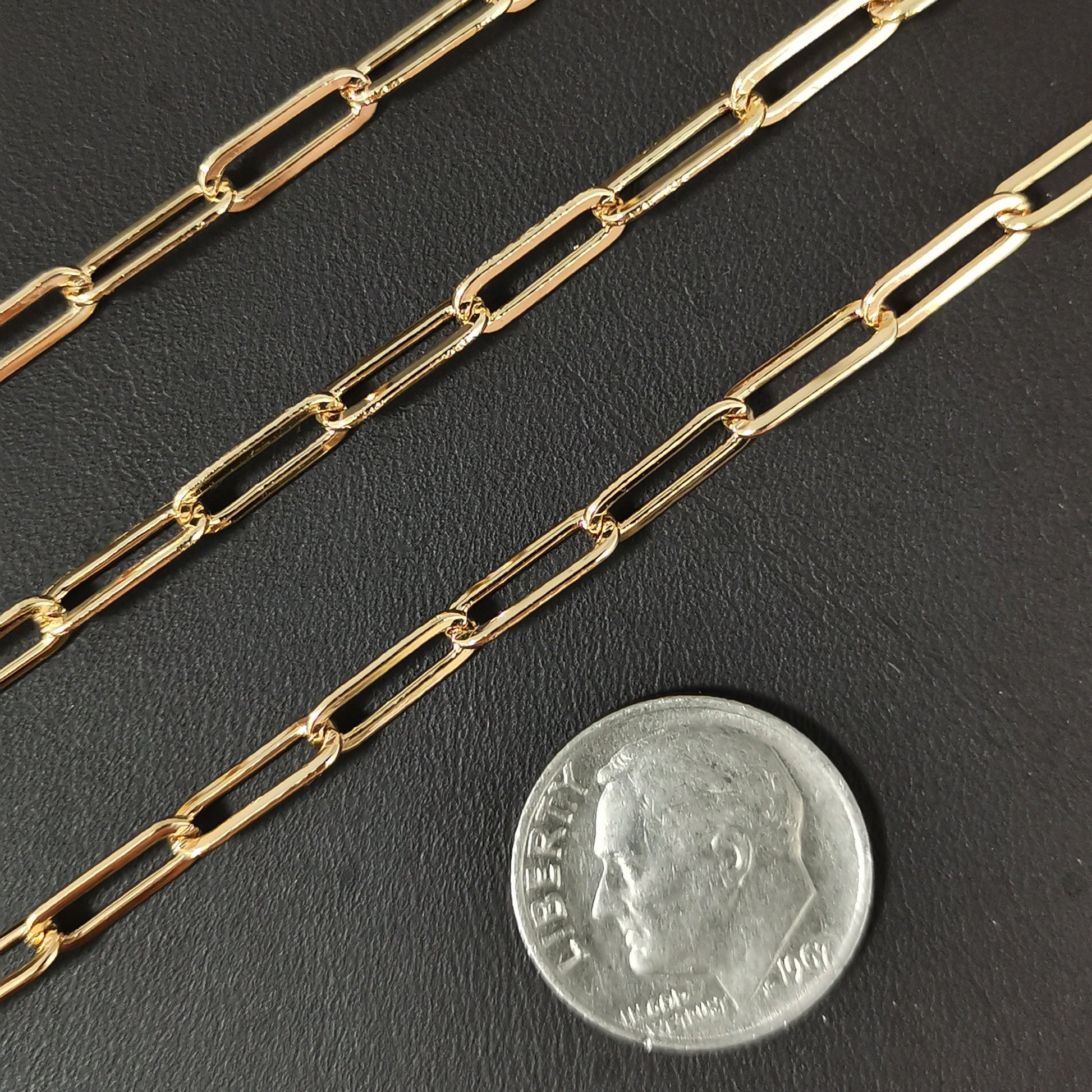 24K Gold Filled Paperclip Rolo Cable Chain by Yard, Gold Filled Cable Rolo Chain by Foot, Wholesale bulk Roll Chain for Jewelry Making, 161