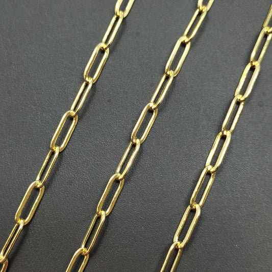 Gold Paperclip Rolo Cable Chain by Yard, Cable Rolo Chain by Foot, Wholesale bulk Roll Chain for Jewelry Making,162