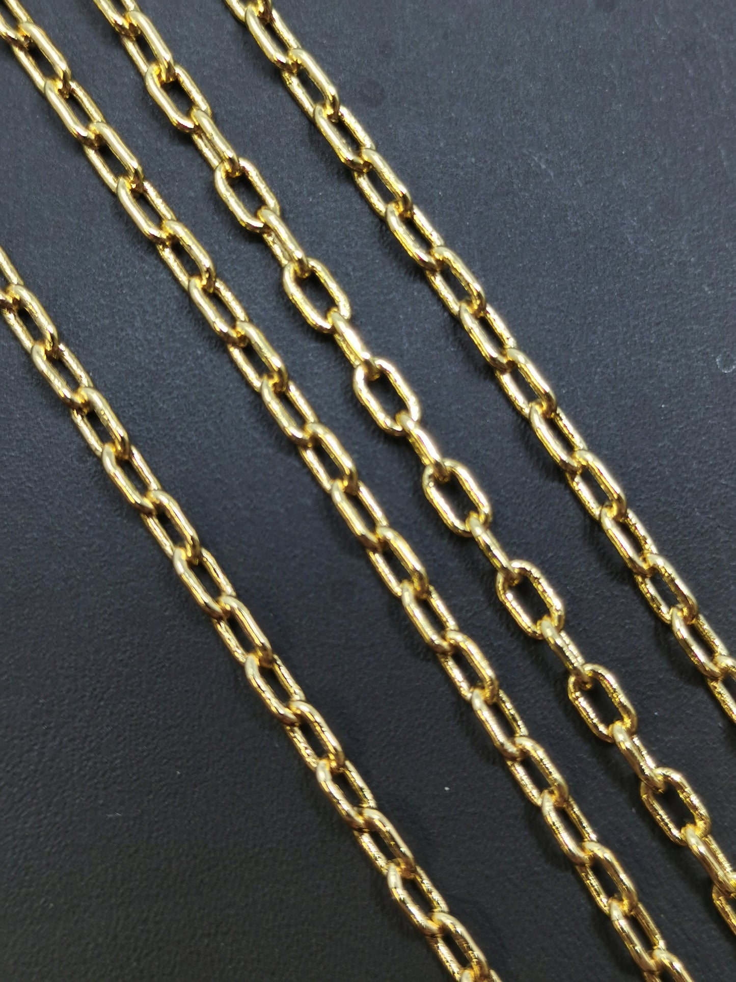 24K Gold Paperclip Rolo Cable Chain by Yard, Cable Rolo Chain by Foot, Wholesale bulk Roll Chain for Jewelry Making, 163