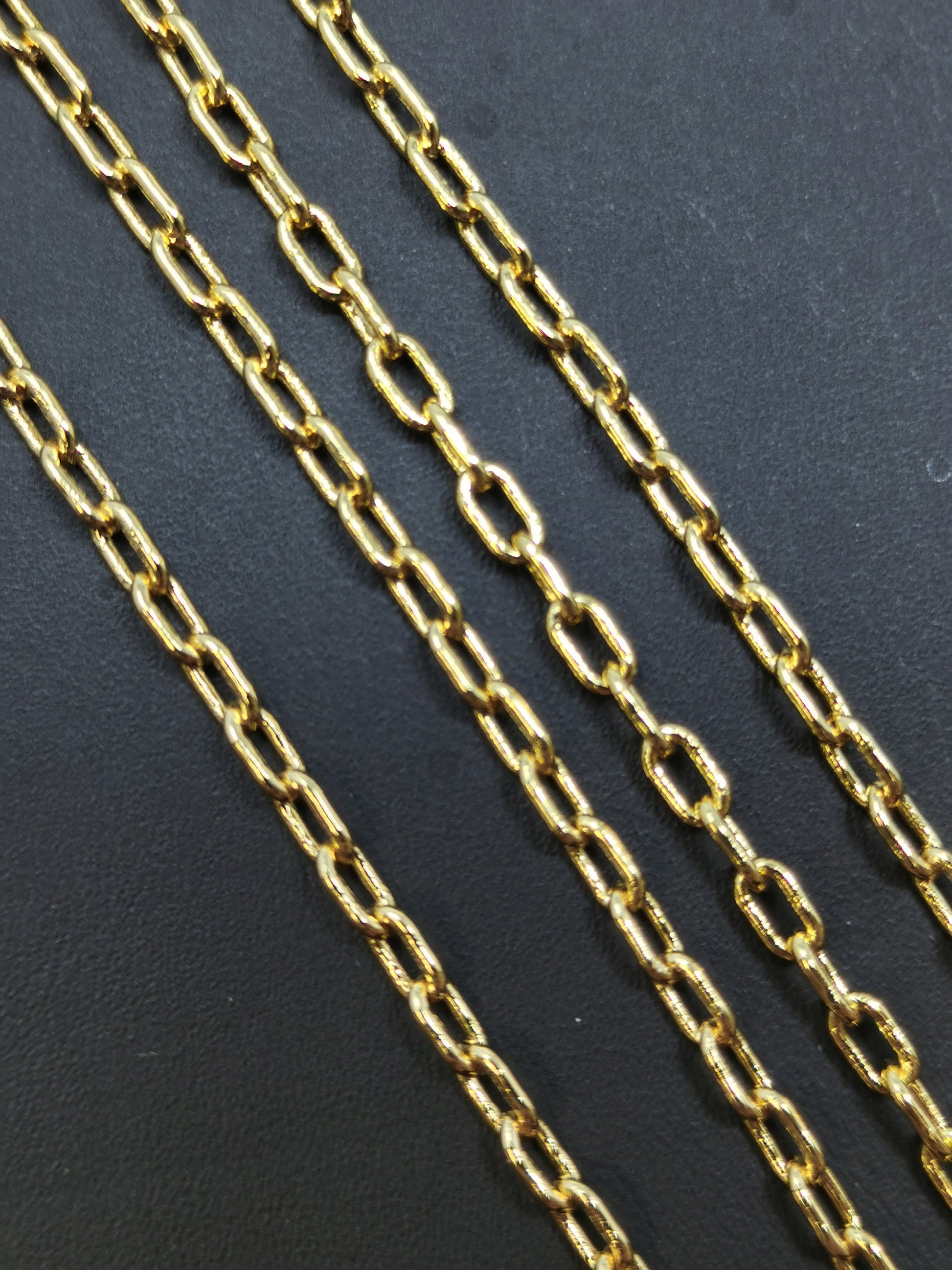 24K Gold Paperclip Rolo Cable Chain by Yard, Cable Rolo Chain by Foot, Wholesale bulk Roll Chain for Jewelry Making, 163