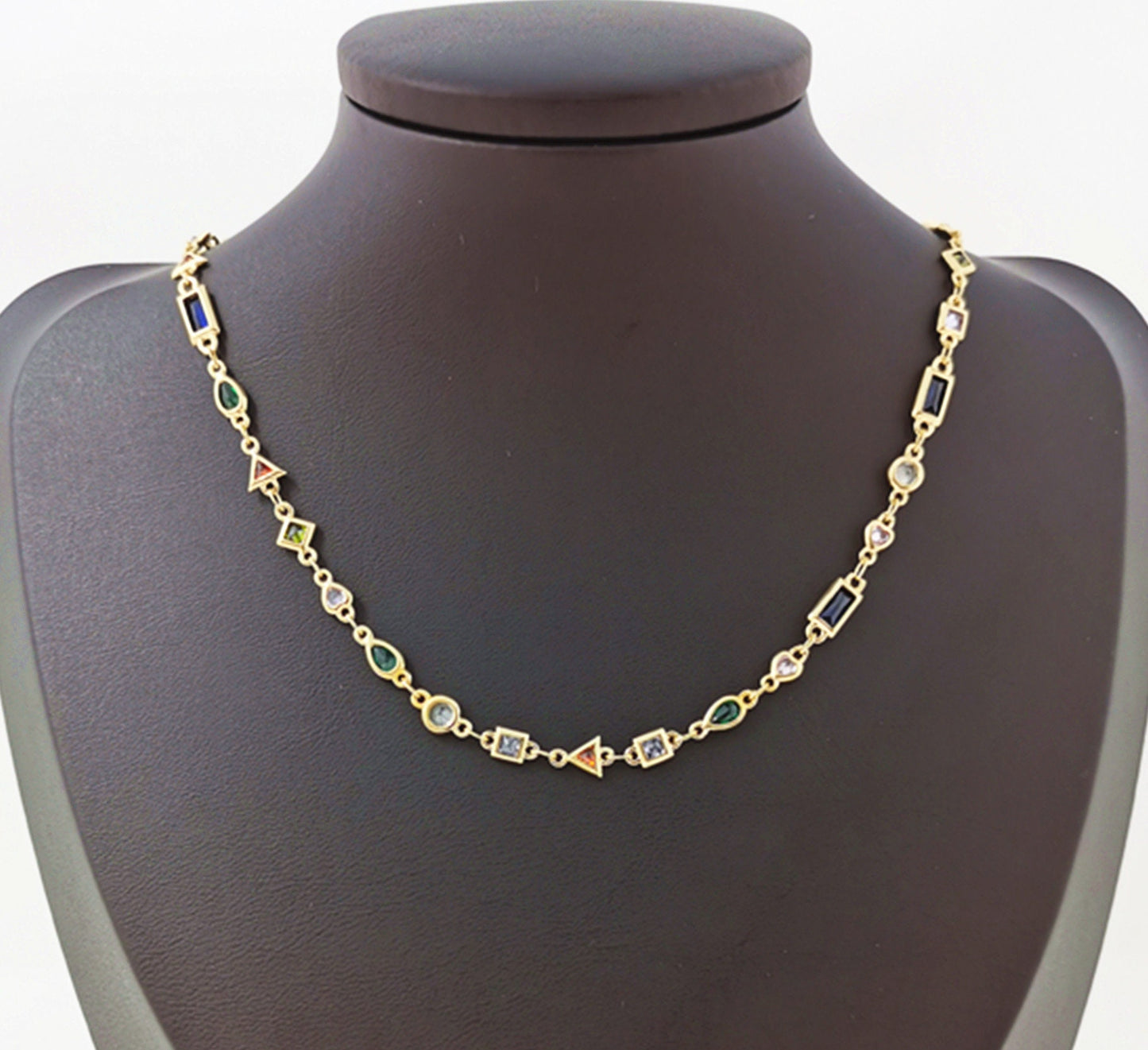 14K Gold Micro Pave Colorful Charm Chain by Yard, CZ Charm Specialty Link Chain by Foot, Chain size 11x4mm, 167