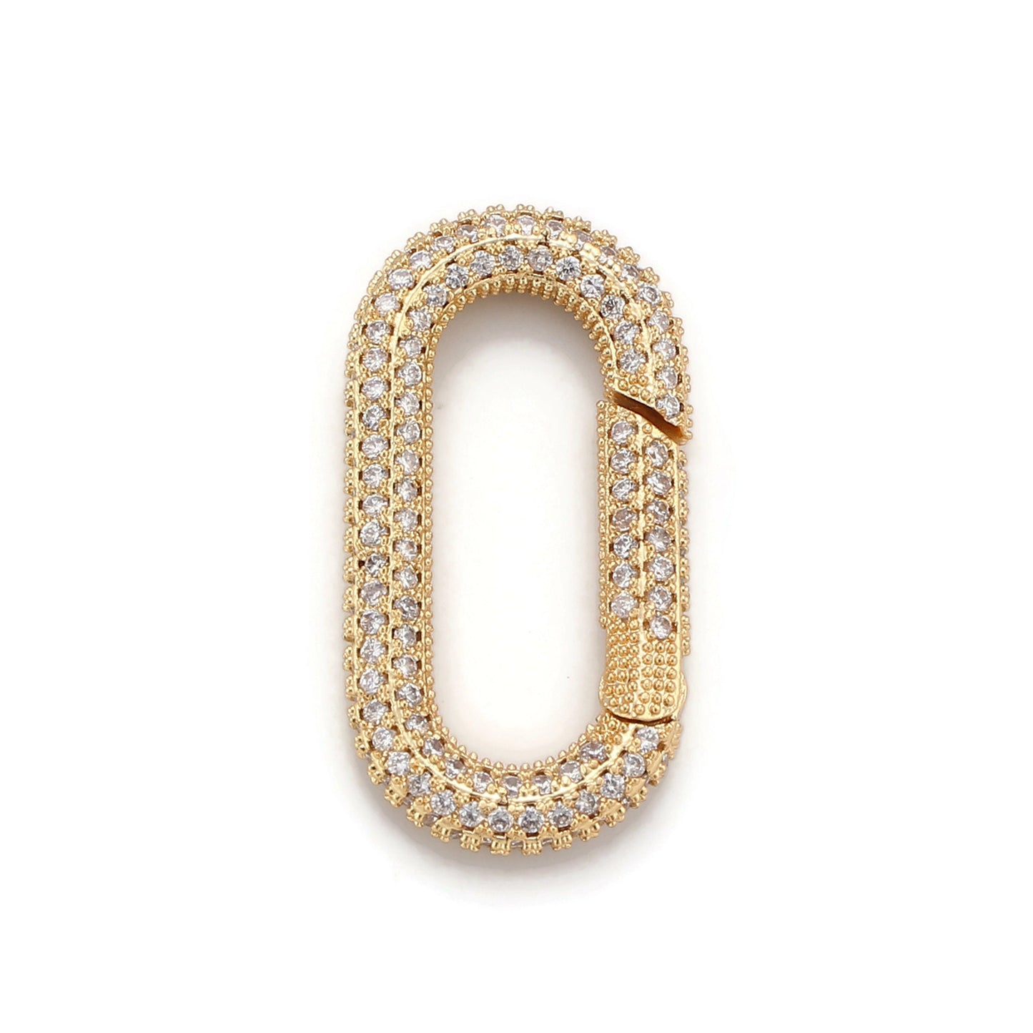 1pc Carabiner Screw Clasp, Screw Clasp Oval Lock, Interlocking Oval Clasp, Pave Oval Shaped Lock Clasps, Mutiple color options