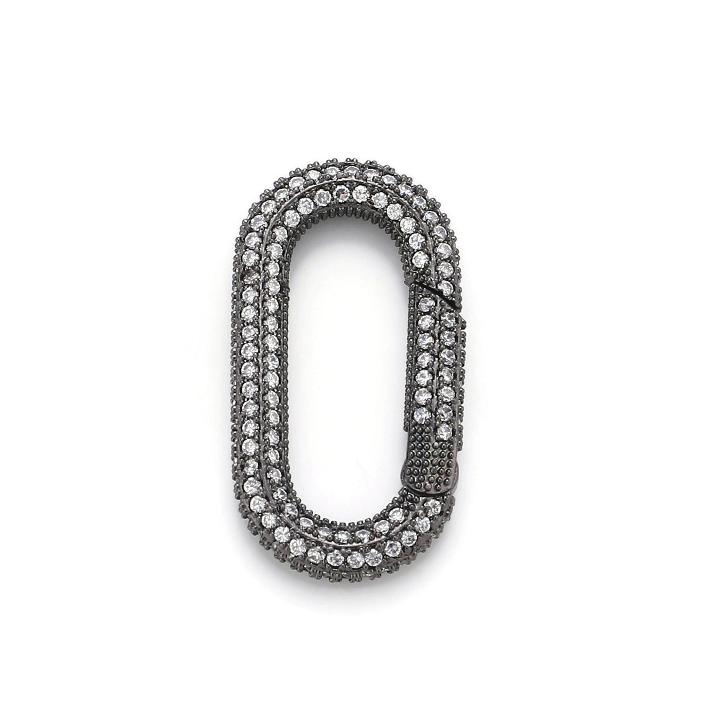 1pc Carabiner Screw Clasp, Screw Clasp Oval Lock, Interlocking Oval Clasp, Pave Oval Shaped Lock Clasps, Mutiple color options