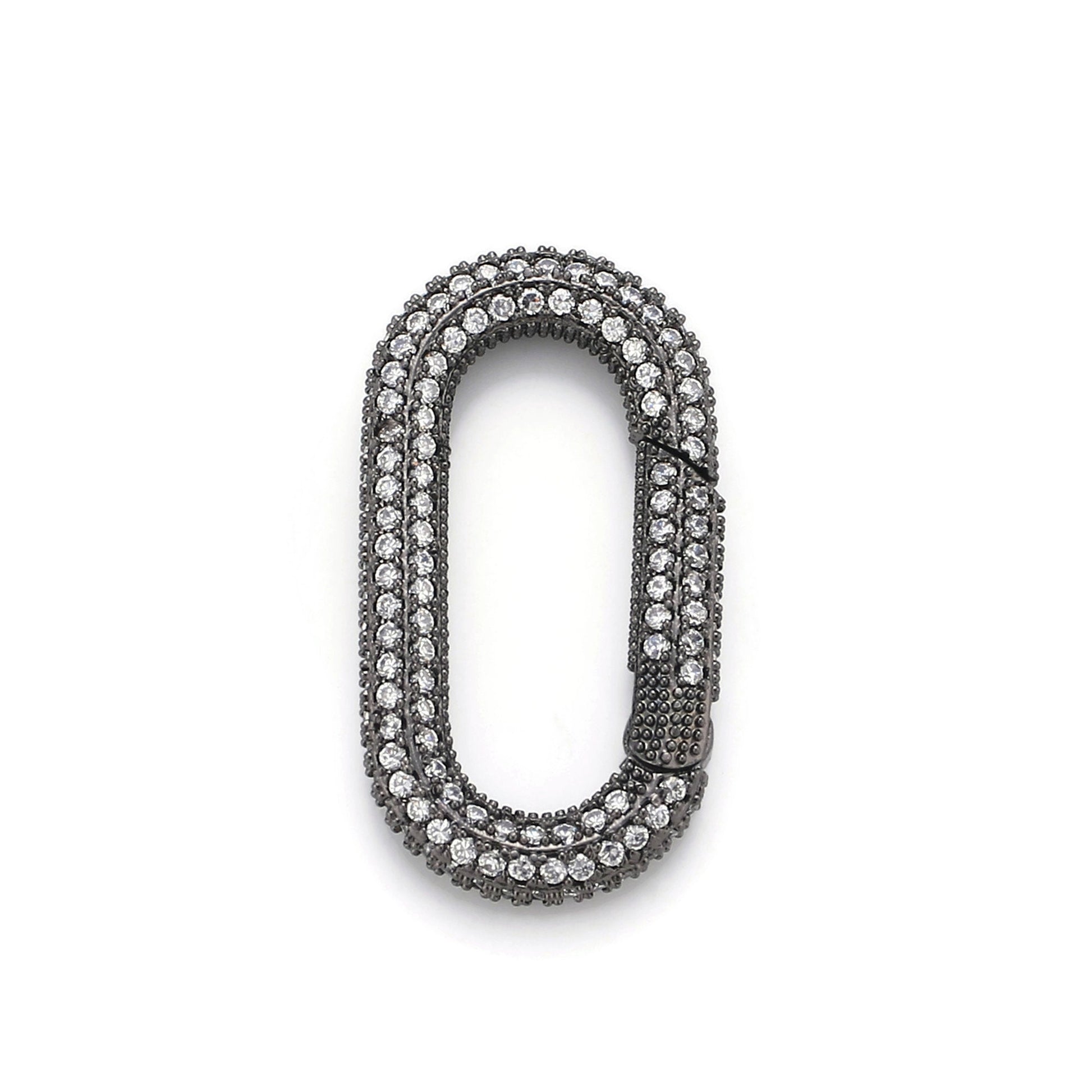 1pc Carabiner Screw Clasp, Screw Clasp Oval Lock, Interlocking Oval Clasp, Pave Oval Shaped Lock Clasps, Mutiple color options