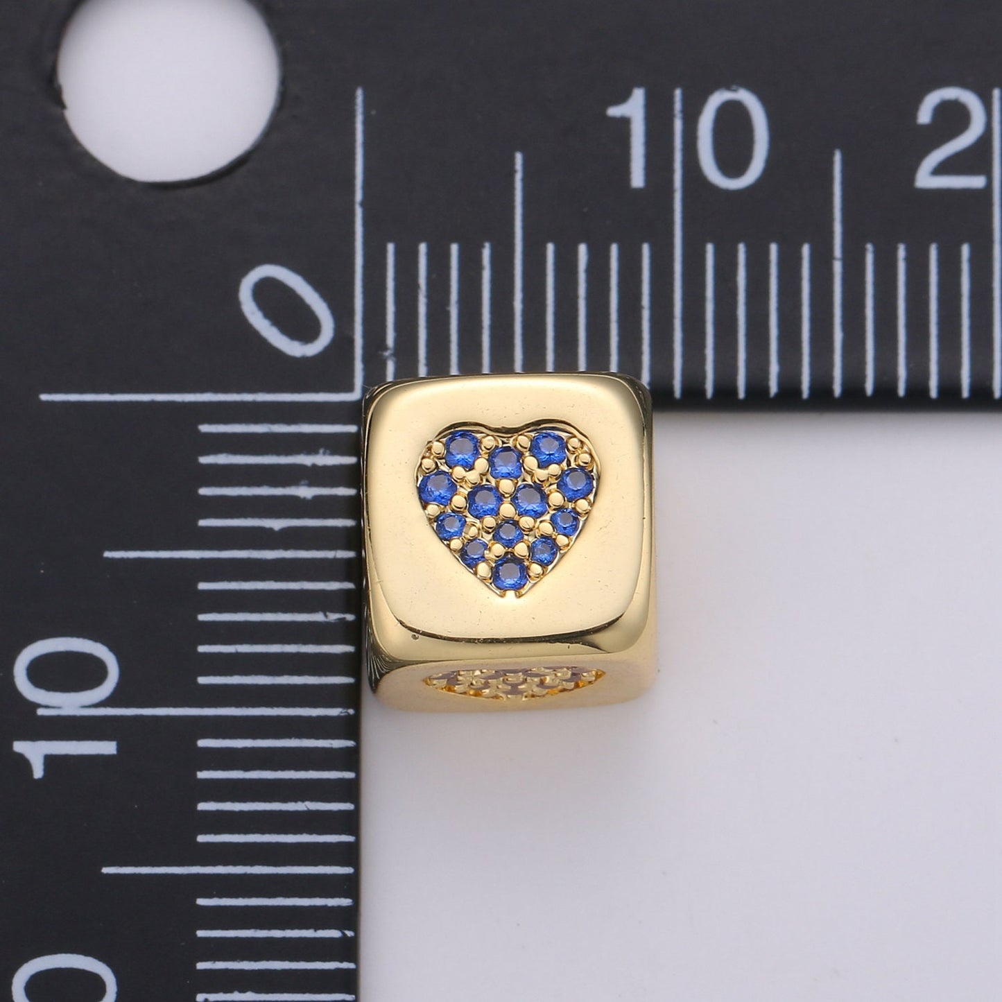 1pc 9x9mm CZ Gold Beads, Evil Eye Beads, Heart Beads, Love Beads, Animal Blocks Micro Pave Block Charm Bracelet Necklace Supply 439