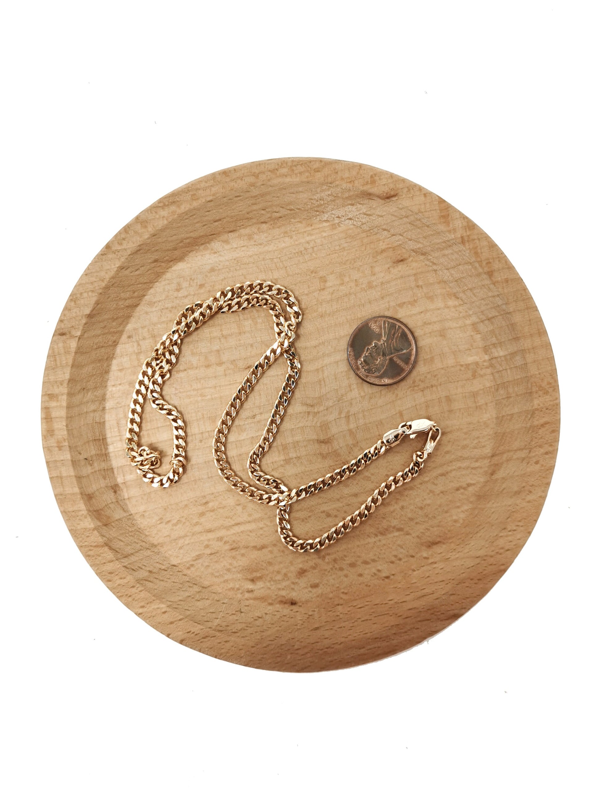 1pc 17.7'' Ready to Use 18K Rosy Gold Filled Cuban Curb Necklace Chain, Layering Curb Chain Dainty Necklace, For Necklace Making, 686