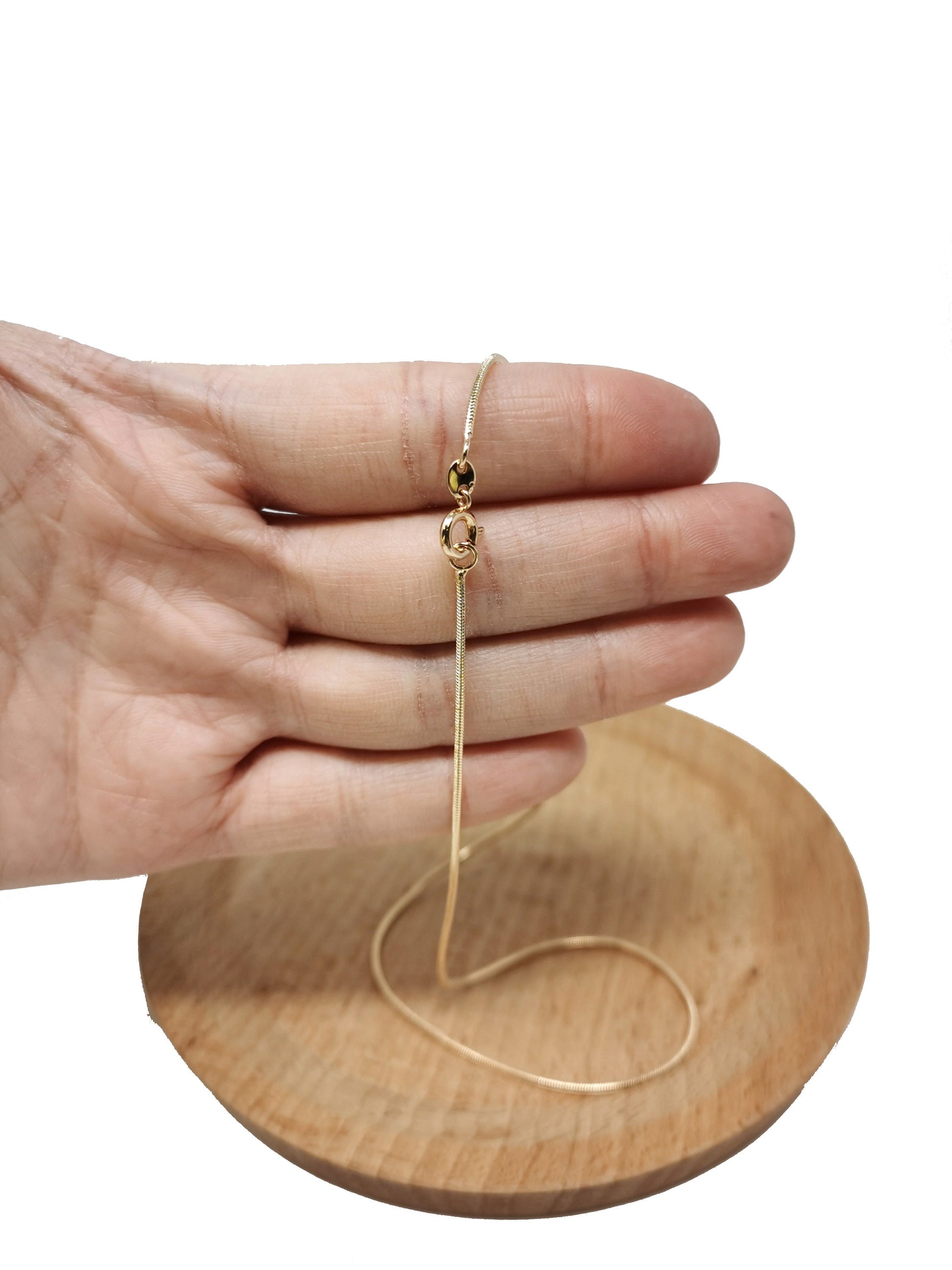 1pc 19.5'' Ready to Use 18K Rosy Gold Filled Cocoon Necklace Chain, Layer Snake Chain Dainty Necklace, For Pendant Charm Necklace Making,286