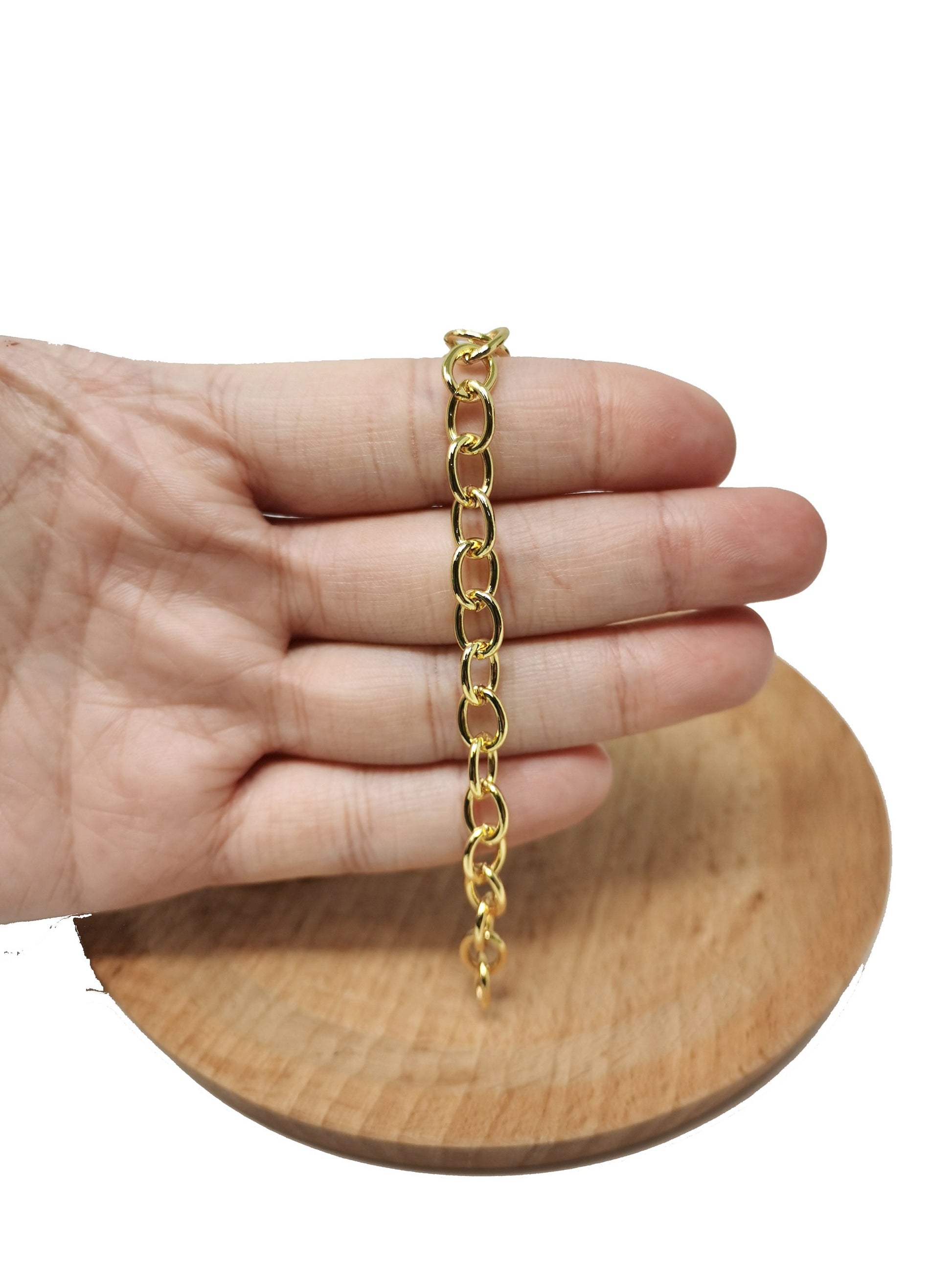 24K Gold Filled Cable Chain by Yard, Gold Filled Cable Chain by Foot, Wholesale bulk Roll Chain for Jewelry Making, Width is 7mm, Roll-84