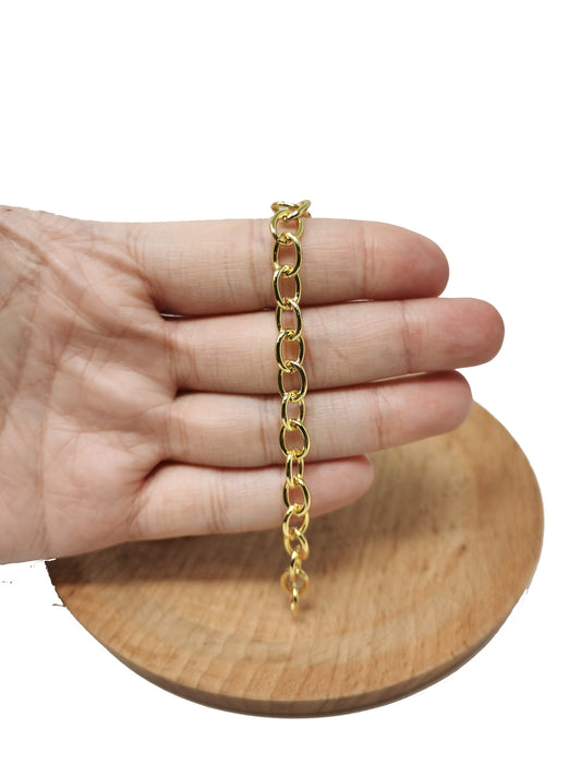 24K Gold Filled Cable Chain by Yard, Gold Filled Cable Chain by Foot, Wholesale bulk Roll Chain for Jewelry Making, Width is 7mm, Roll-84