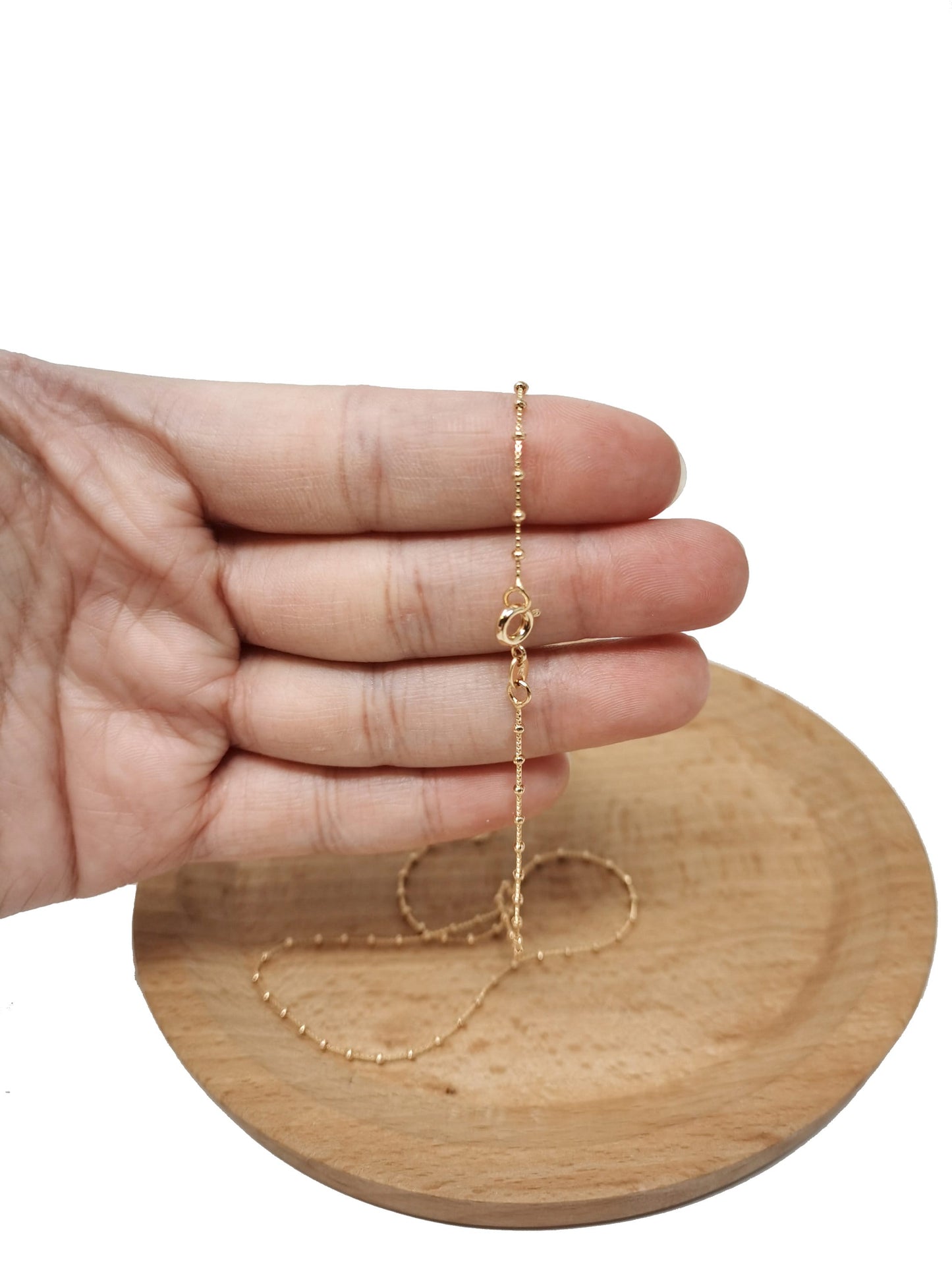1pc 18'' Ball Sequence ready to wear 18k Gold Square Box Chain Necklace,Layering Dainty Box Chain Jewelry Making with Pendant Charm, CH-687