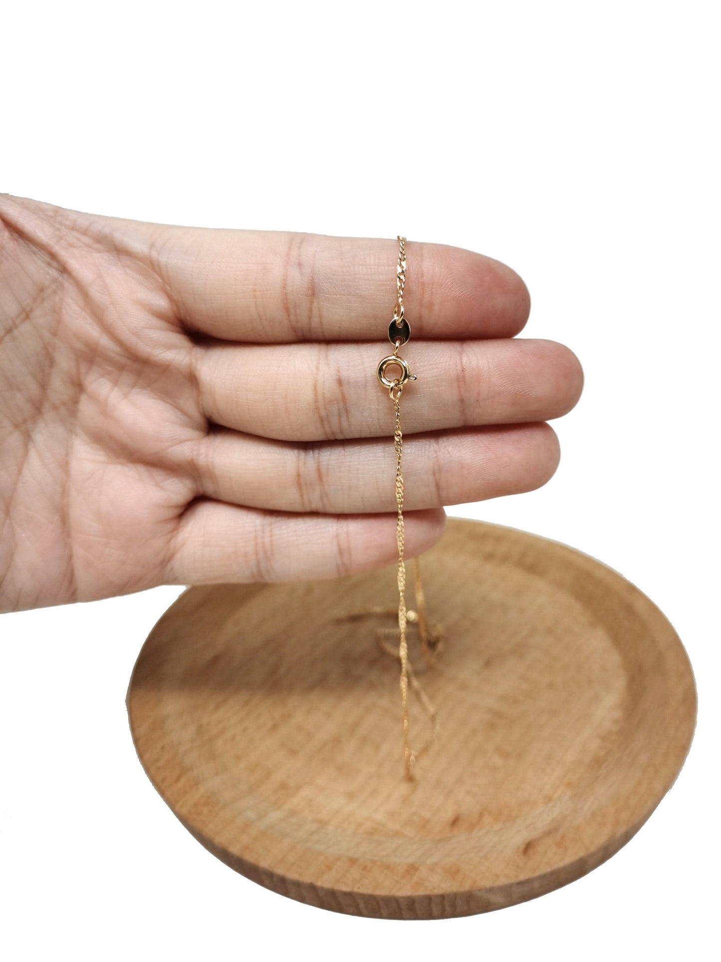 1pc 18'' Ready to Use 18K Rosy Gold Cuban Curb Necklace Chain, Layering Curb Chain Dainty Necklace, For Necklace Making,724