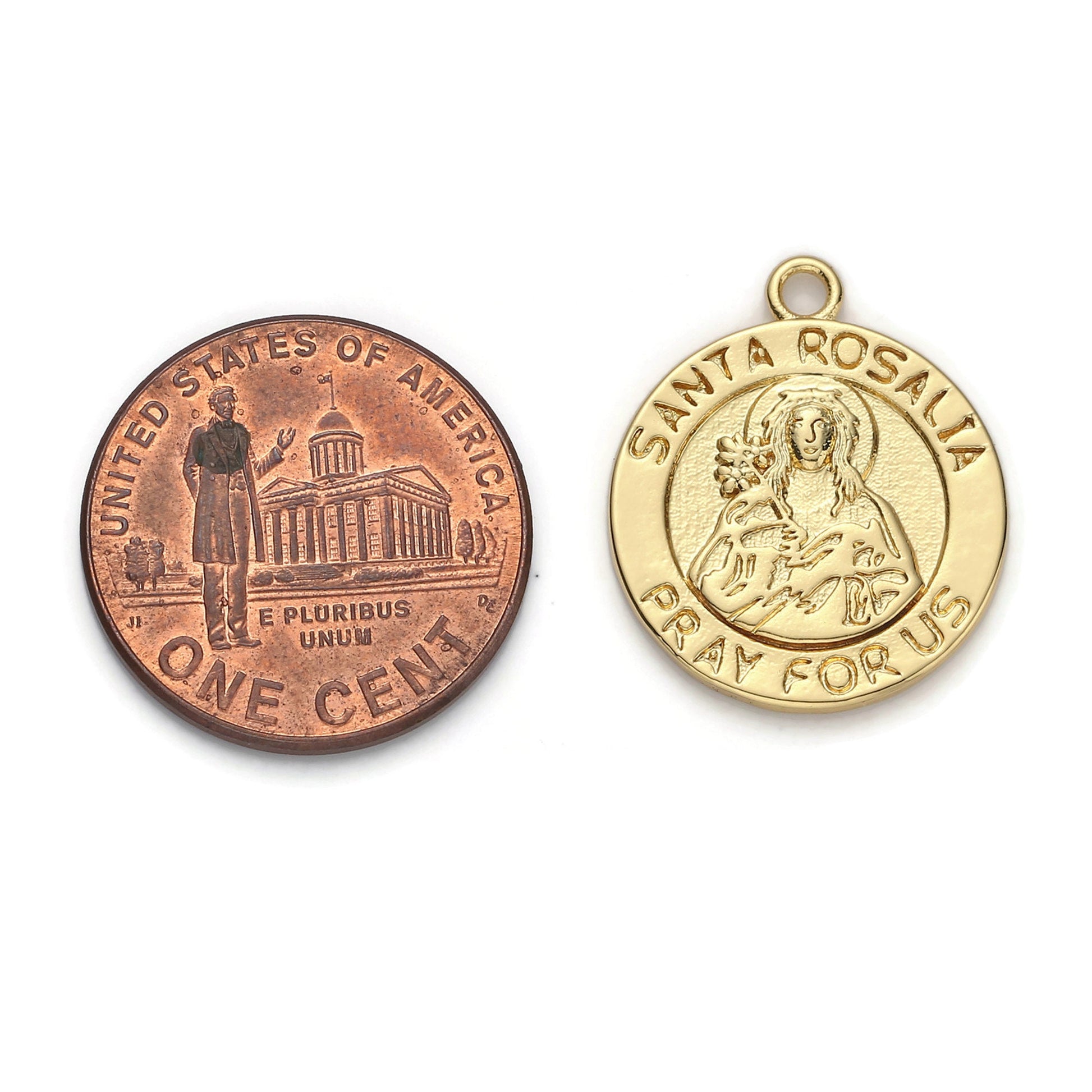 1pc Gold Santa Rosalia Pray for Us Charm, Religious Pendant Charm, Charm, For DIY Jewelry,chgf-1057
