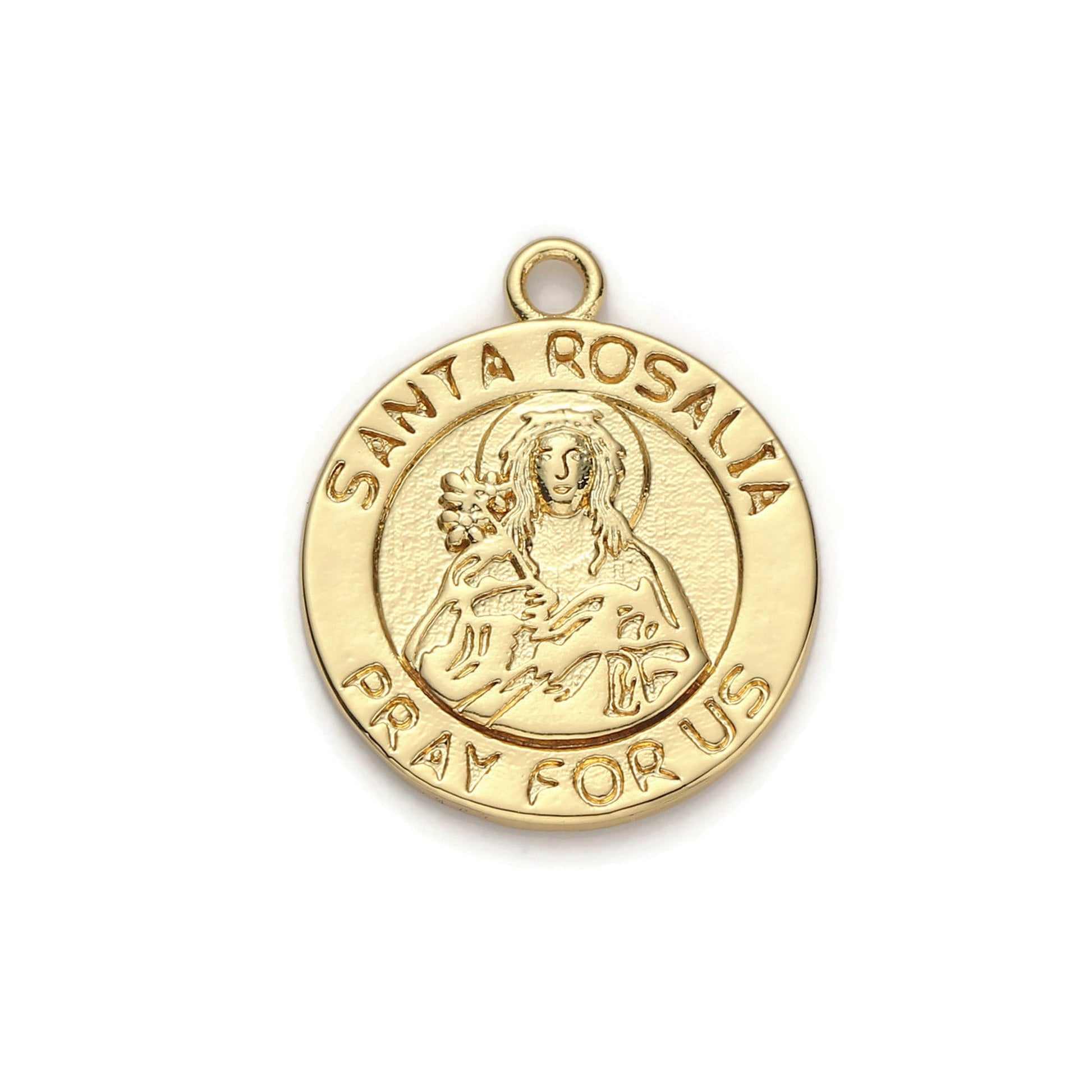 1pc Gold Santa Rosalia Pray for Us Charm, Religious Pendant Charm, Charm, For DIY Jewelry,chgf-1057