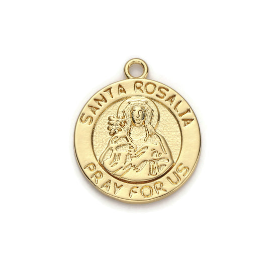 1pc Gold Santa Rosalia Pray for Us Charm, Religious Pendant Charm, Charm, For DIY Jewelry,chgf-1057