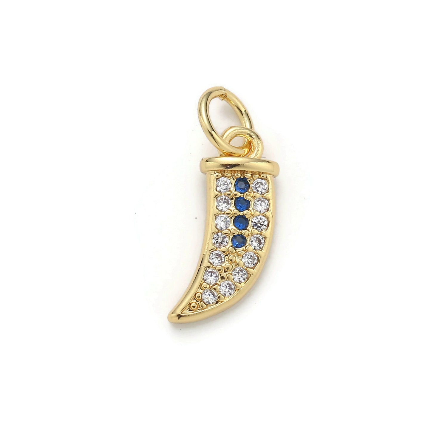 1pc 24k Gold Micro Pave CZ Janbiya Dagger Pendant Charm, Micro Pave CZ Pendant Charm, Pendant, For DIY Jewelry