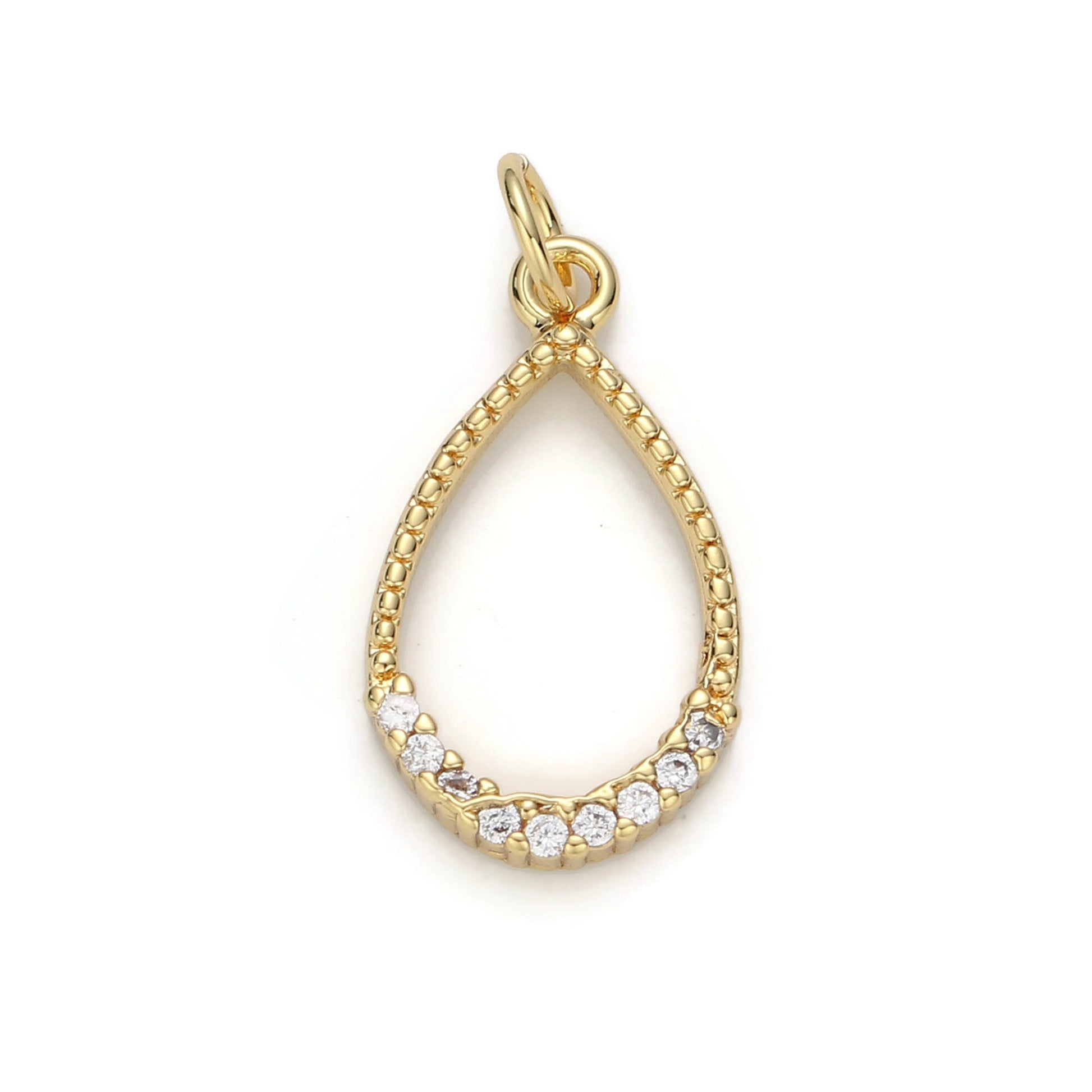 Gold Micro Pave Geometric Oval Charm, Cubic Zirconia Geometric Oval Pendant Charm, Charm, For DIY Jewelry