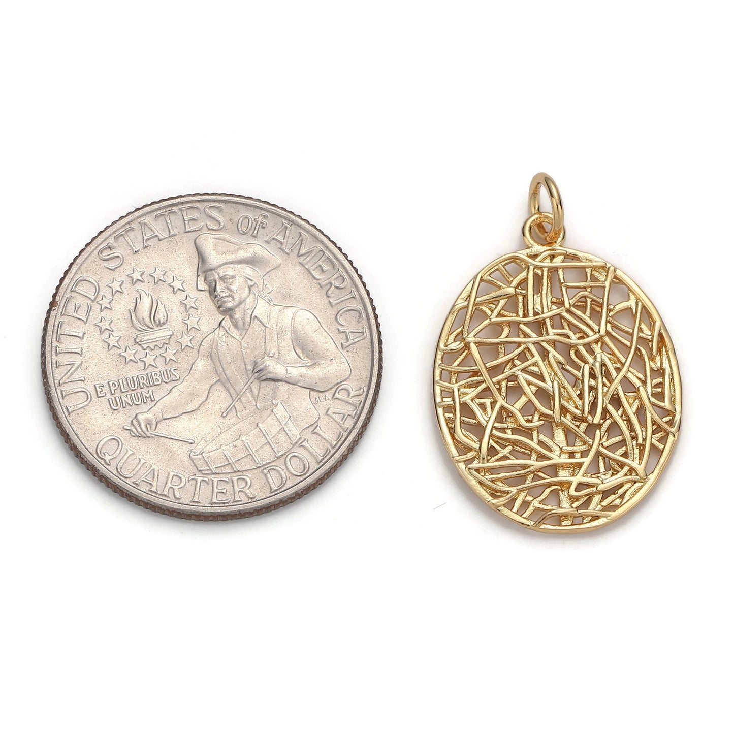 1pc 24k Gold Patterned Oval Charm, Branch Paisley Pendant Charm, Charm, For DIY Jewelry, Gold Color