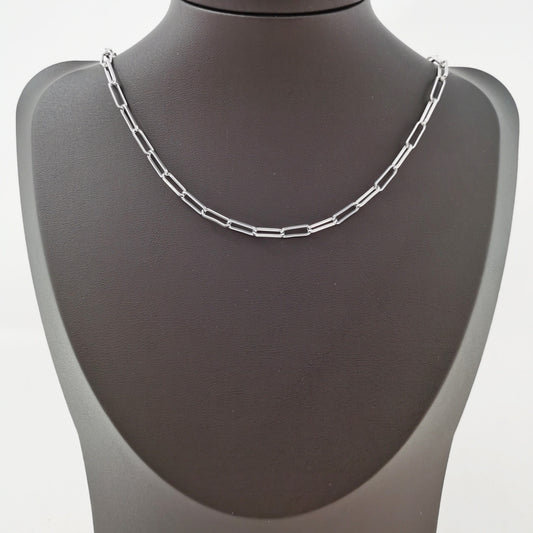 White Gold Paperclip Rolo Cable Chain by Yard, Cable Rolo Chain, Wholesale bulk Roll Chain Size 10x4mm, roll-198