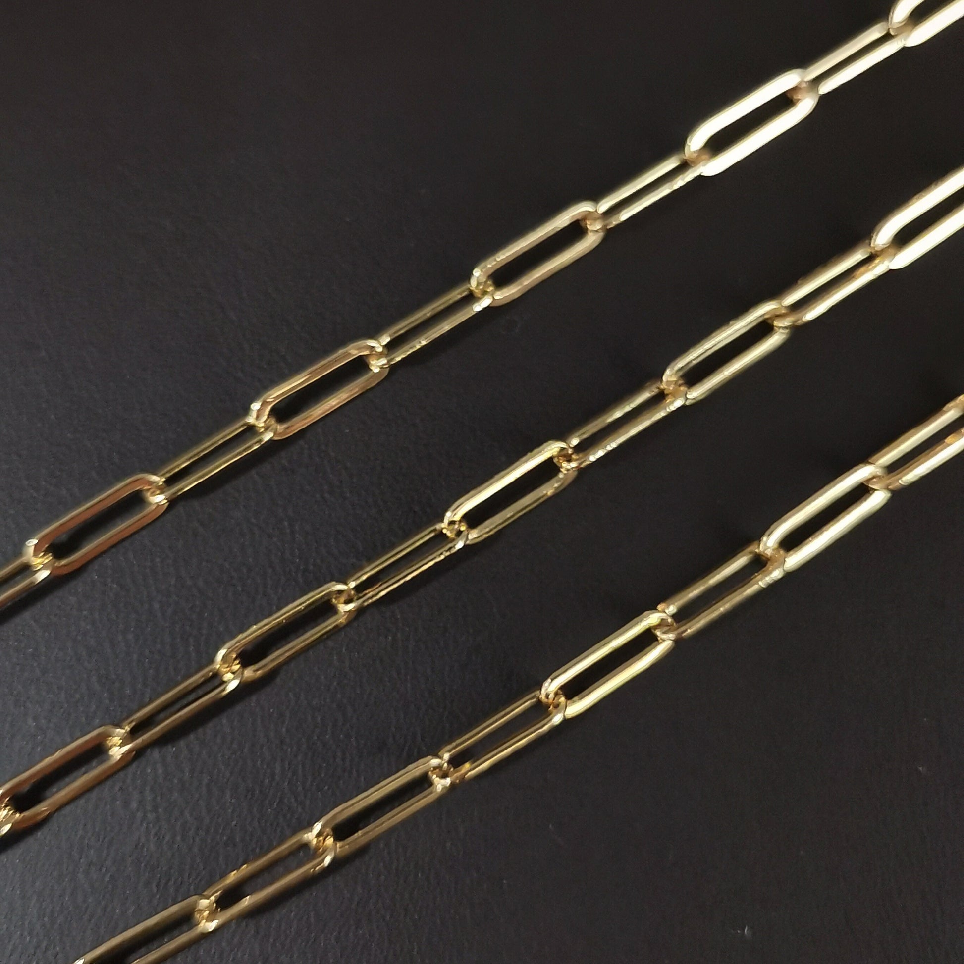 24K Gold Filled Paperclip Rolo Cable Chain by Yard, Gold Filled Cable Rolo Chain by Foot, Wholesale bulk Roll Chain for Jewelry Making, 161