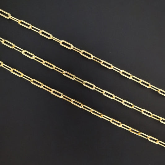 24K Gold Filled Paperclip Rolo Cable Chain by Yard, Gold Filled Cable Rolo Chain by Foot, Wholesale bulk Roll Chain for Jewelry Making, 165