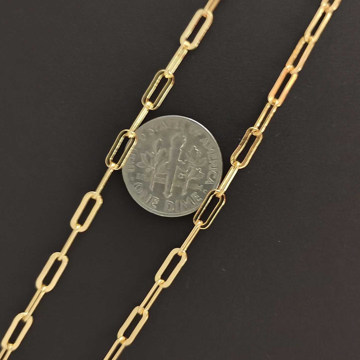 24K Gold Filled Paperclip Rolo Cable Chain by Yard, Gold Filled Cable Rolo Chain by Foot, Wholesale bulk Roll Chain for Jewelry Making, 165