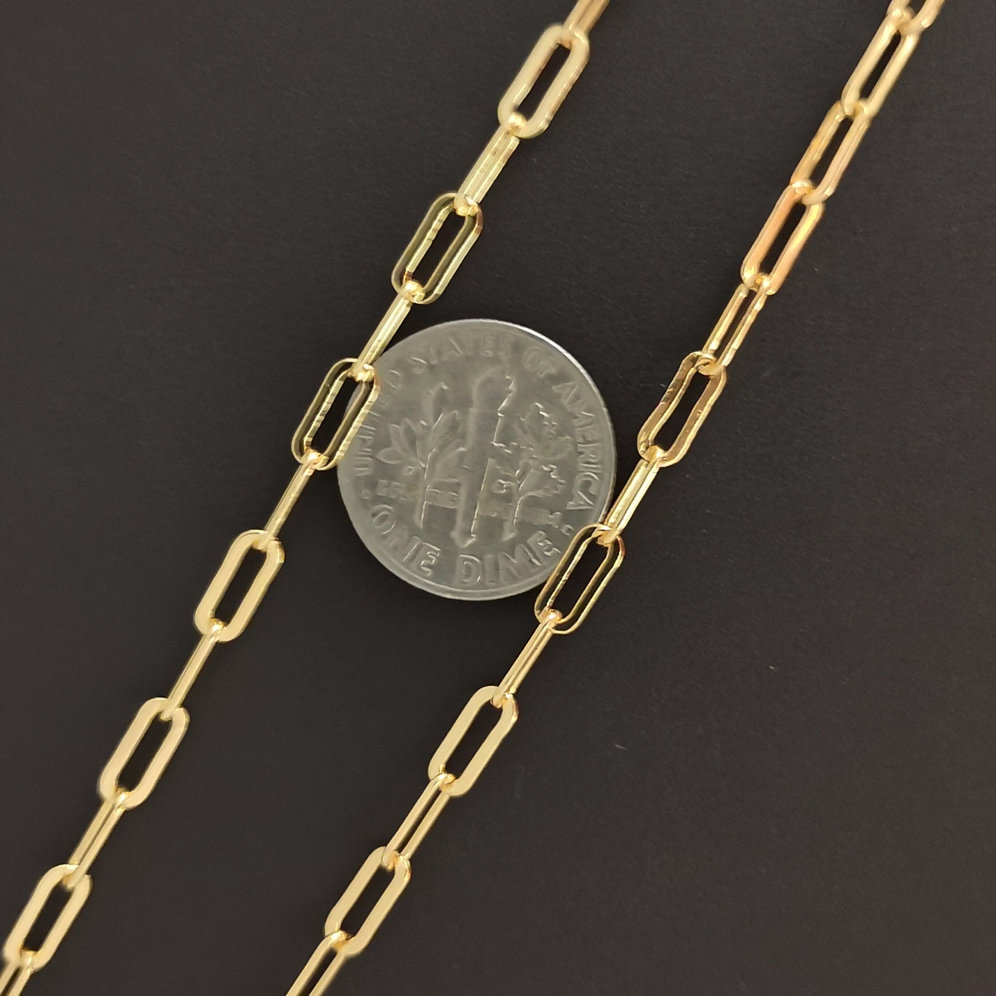 24K Gold Filled Paperclip Rolo Cable Chain by Yard, Gold Filled Cable Rolo Chain by Foot, Wholesale bulk Roll Chain for Jewelry Making, 165