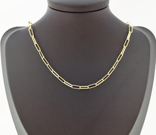 24K Gold Paperclip Cable Chain by Yard, Paperclip Chain by Foot, Wholesale bulk Roll Chain for Jewelry Making,172 / 181 /195