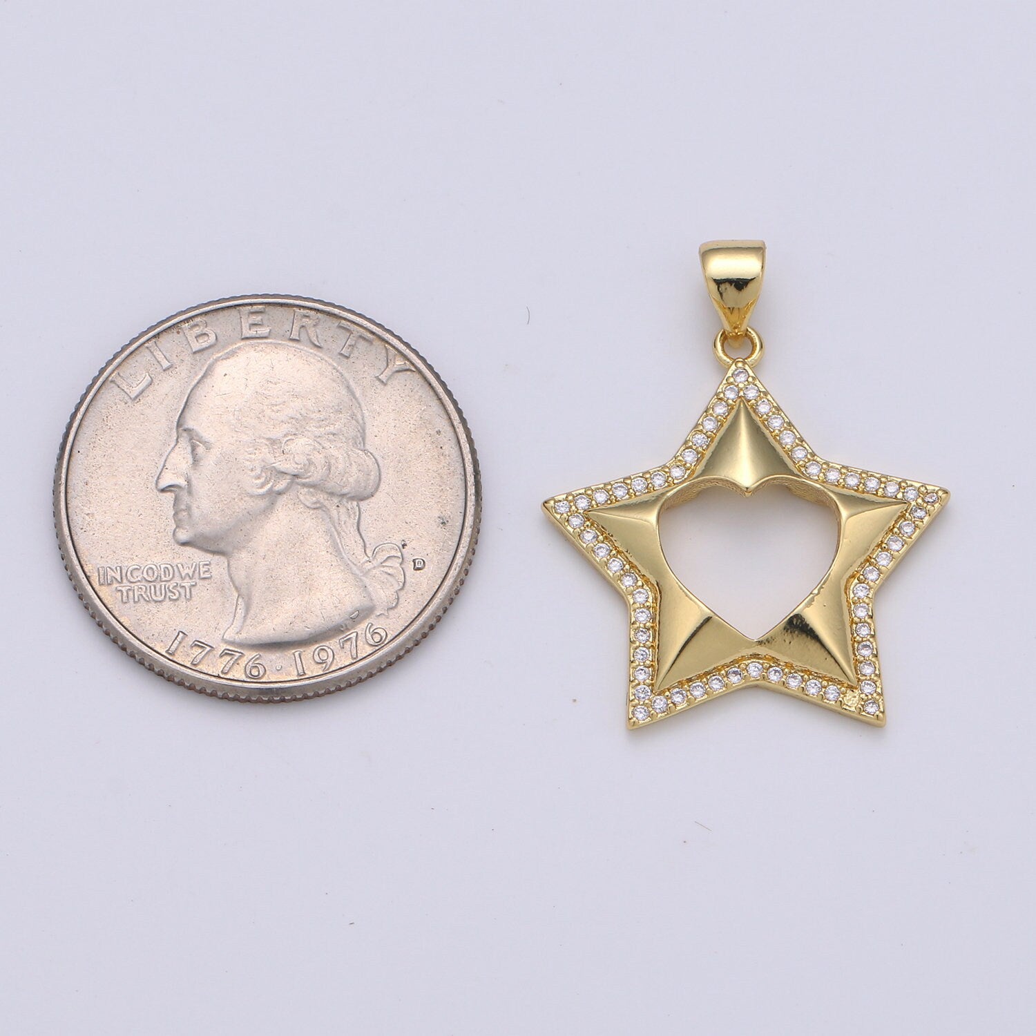 1pc 24k Gold Micro Pave CZ Star Pendant Charm, Five Star Pendant Charm, Celestial Pendant, For DIY Jewelry Making