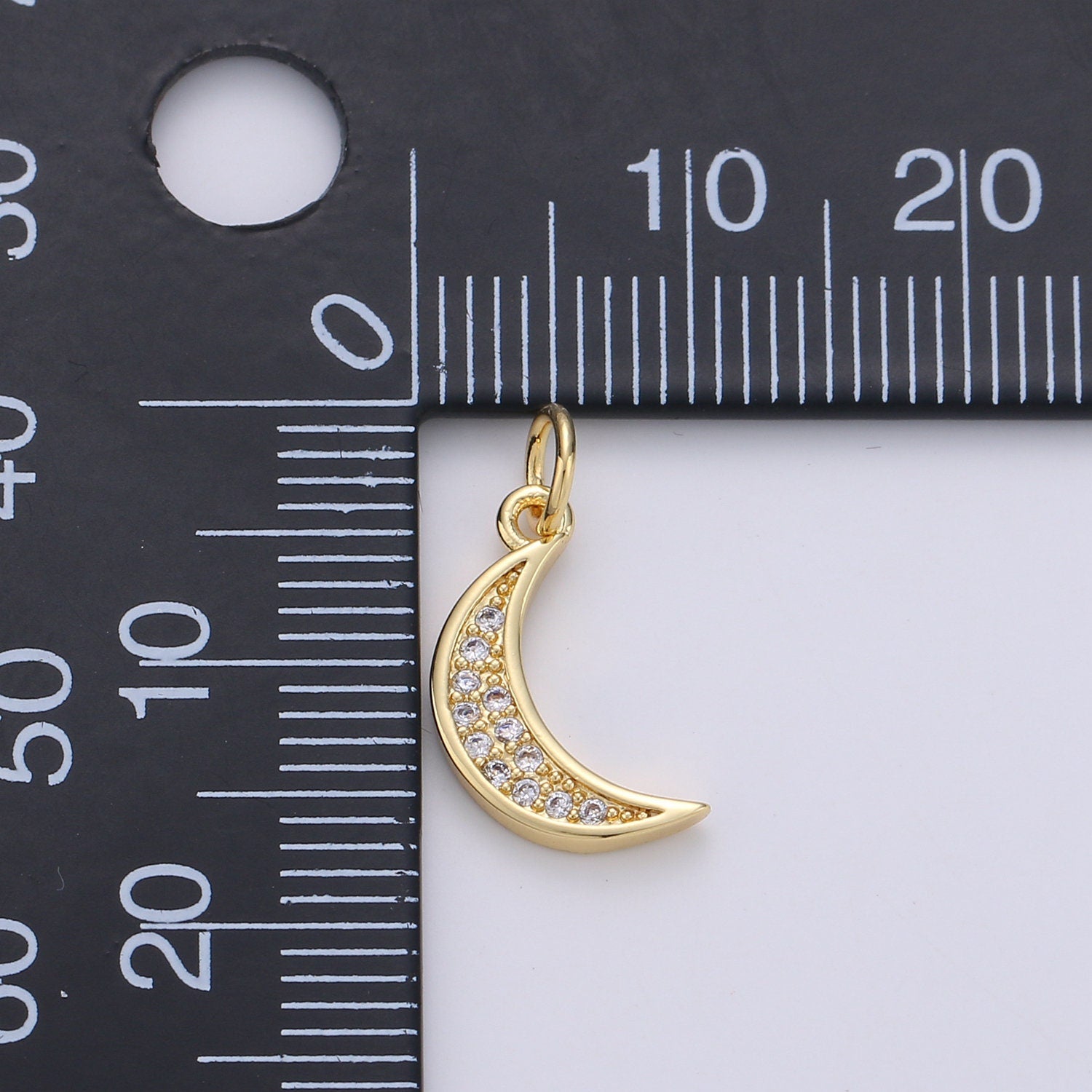 Dainty MOON charm, Micro Pave CZ Small Moon Charms, Dainty Pave Moon Charm, Dangle charms for Jewelry Supply, CH-1281