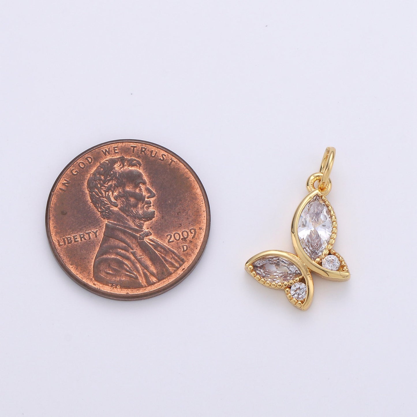 Dainty 24k Gold Micro Pave Butterfly Charm, Cubic Zirconia Mariposa Pendant Charm, Charm, For DIY Jewelry