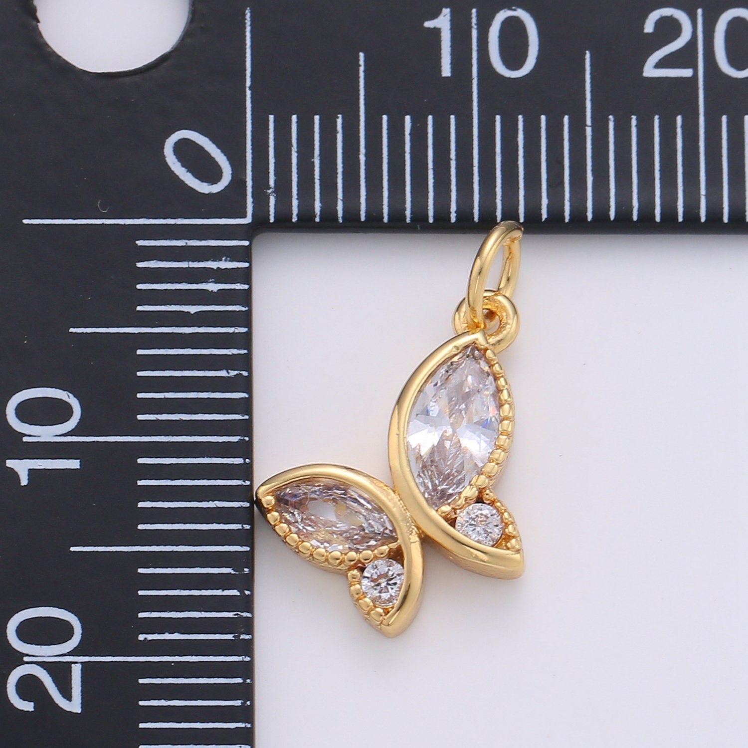 Dainty 24k Gold Micro Pave Butterfly Charm, Cubic Zirconia Mariposa Pendant Charm, Charm, For DIY Jewelry