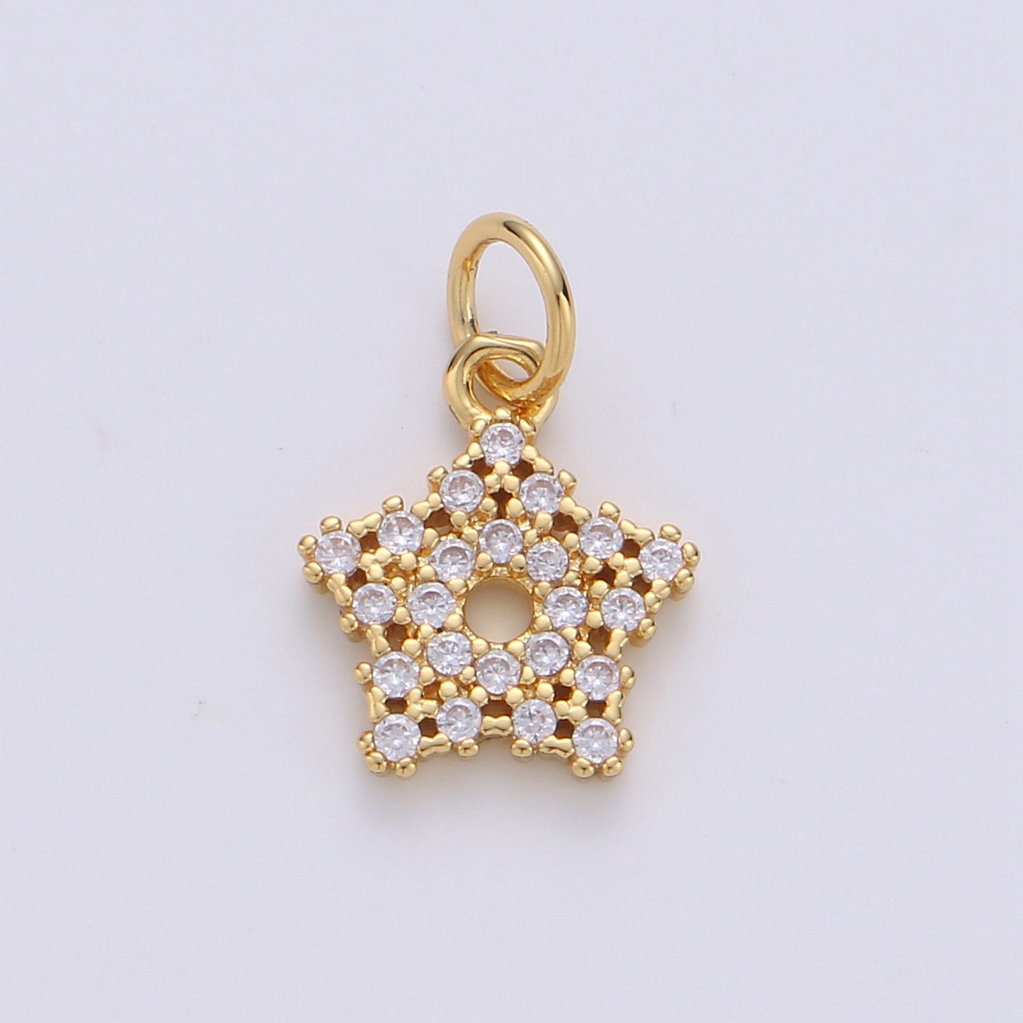 24k Gold Tiny Twinkle Star Charm - Silver tiny little Star gold wish star charm, dainty small cute CZ charm Bracelet Earring supply | D266