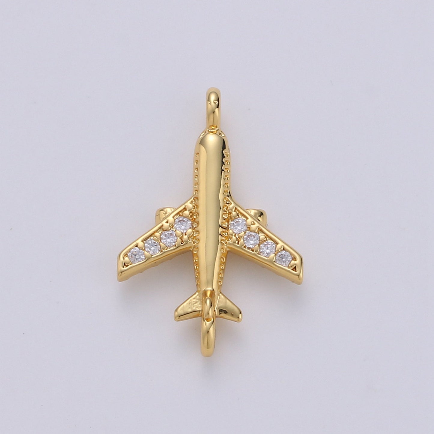 1pc 24k Gold Micro Pave CZ Plane Charm Connector Micro Pave CZ Airplane Bracelet Connector For Bracelet Necklace Supply