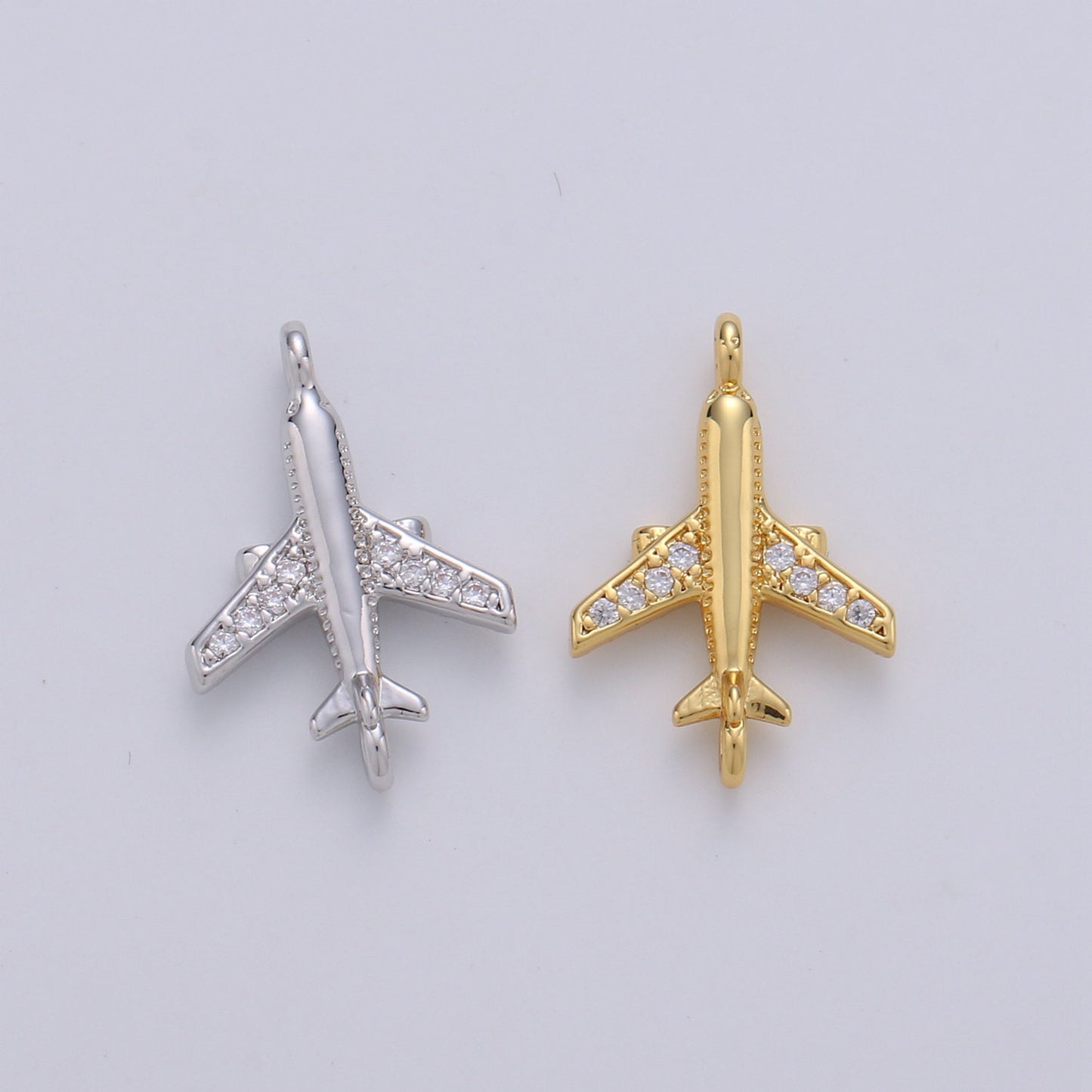 1pc 24k Gold Micro Pave CZ Plane Charm Connector Micro Pave CZ Airplane Bracelet Connector For Bracelet Necklace Supply