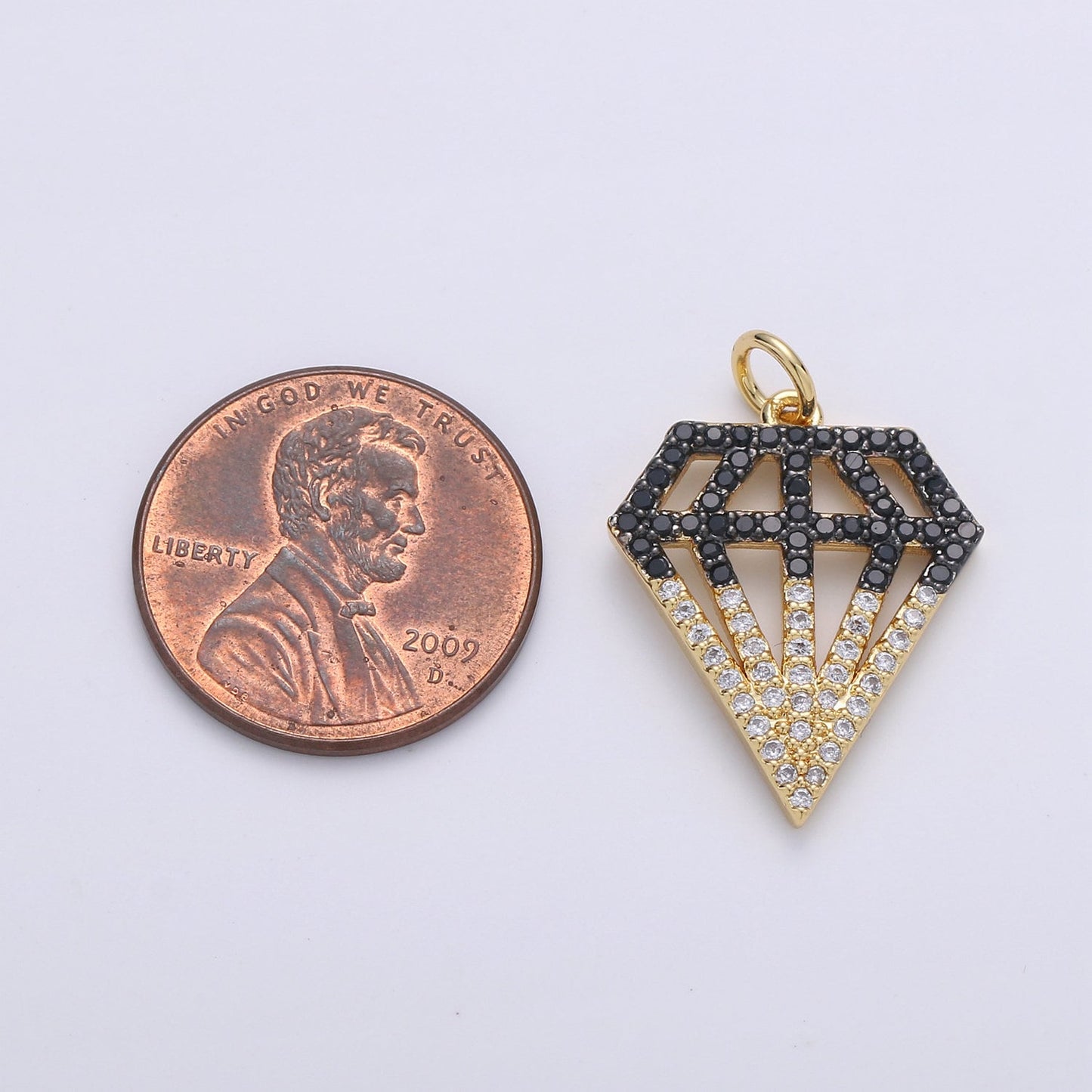 1pc 24k Gold Micro Pave CZ Diamond Shape Pendant Charm, Geometric Micro Pave CZ Pendant Charm, For DIY Jewelry D-273