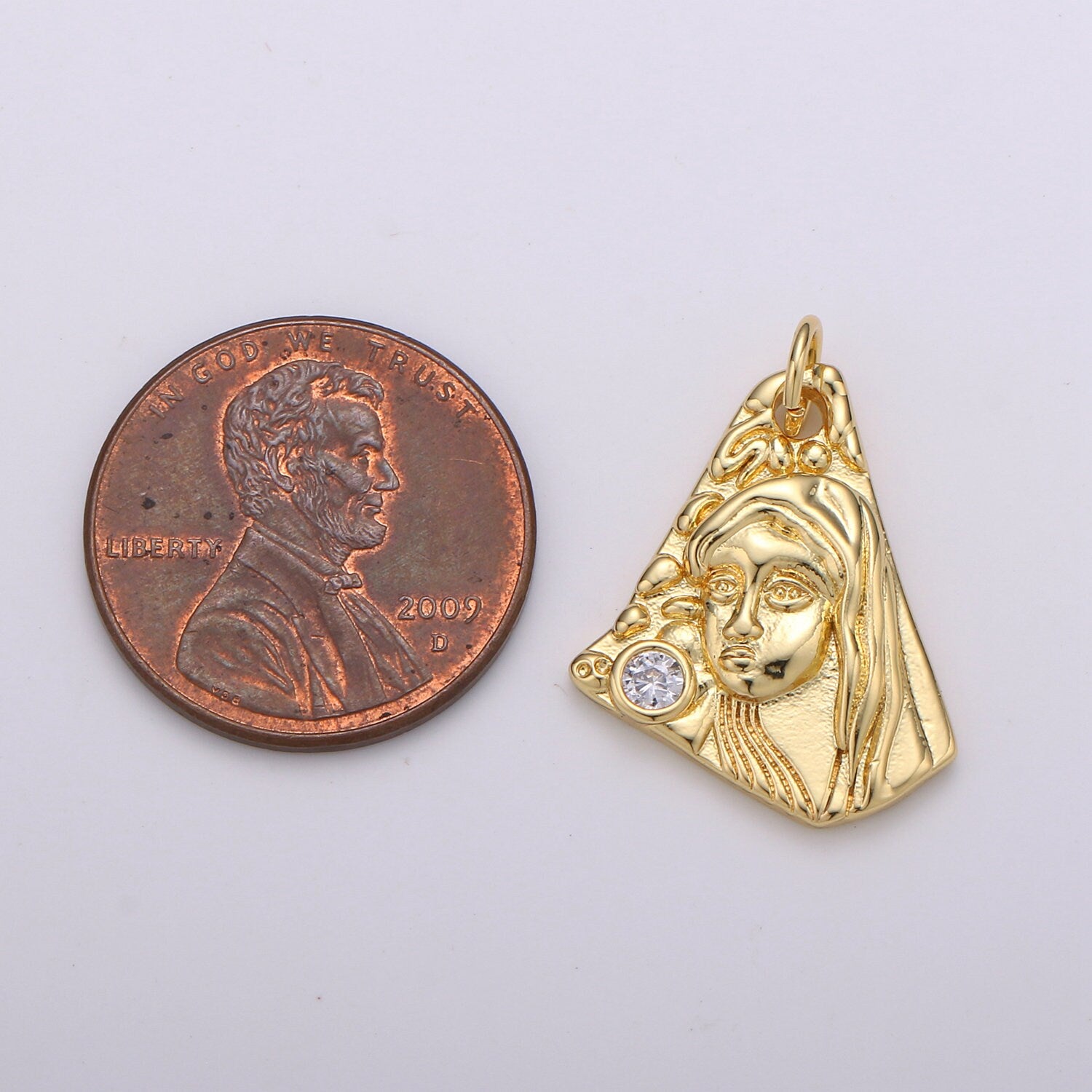 14k Gold Mother Mary Pendant | Blessed Virgin Mary Charm | Antique Mother Mary Pendant for Necklace Bracelet Earring Making