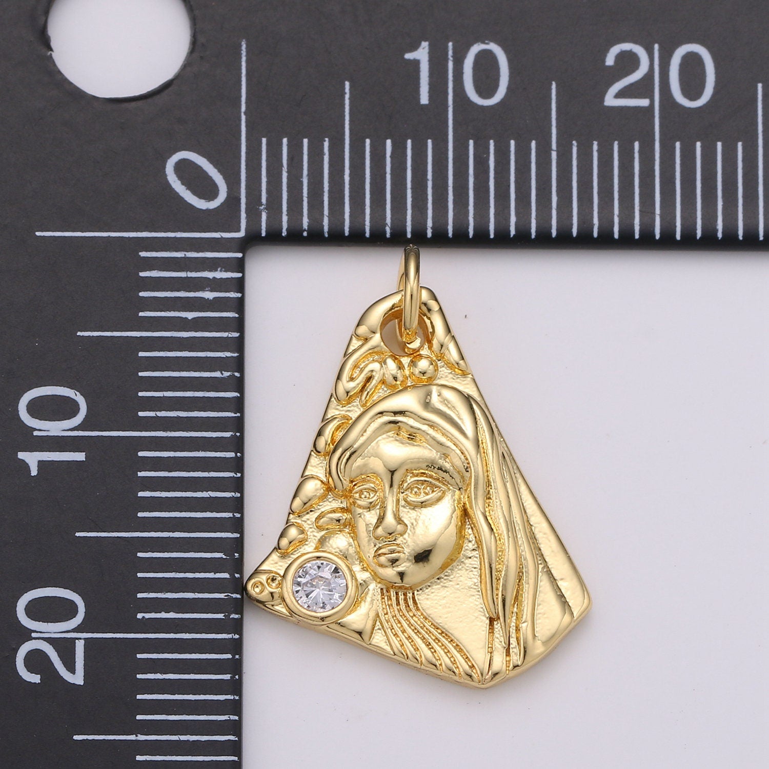 14k Gold Mother Mary Pendant | Blessed Virgin Mary Charm | Antique Mother Mary Pendant for Necklace Bracelet Earring Making