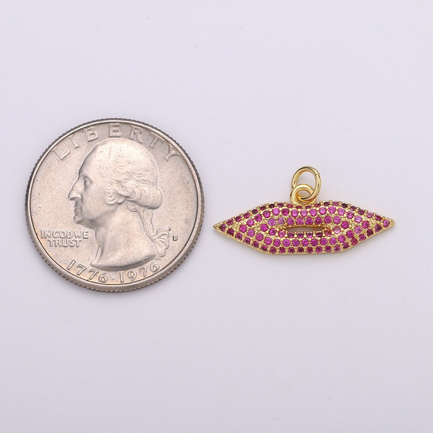 Lips Charm Pendant, Pave Lips Charms Pendants, CZ Lips Charm, Sexy Lips Charm Pendant, 24k Gold Charm for Necklace Bracelet Earring