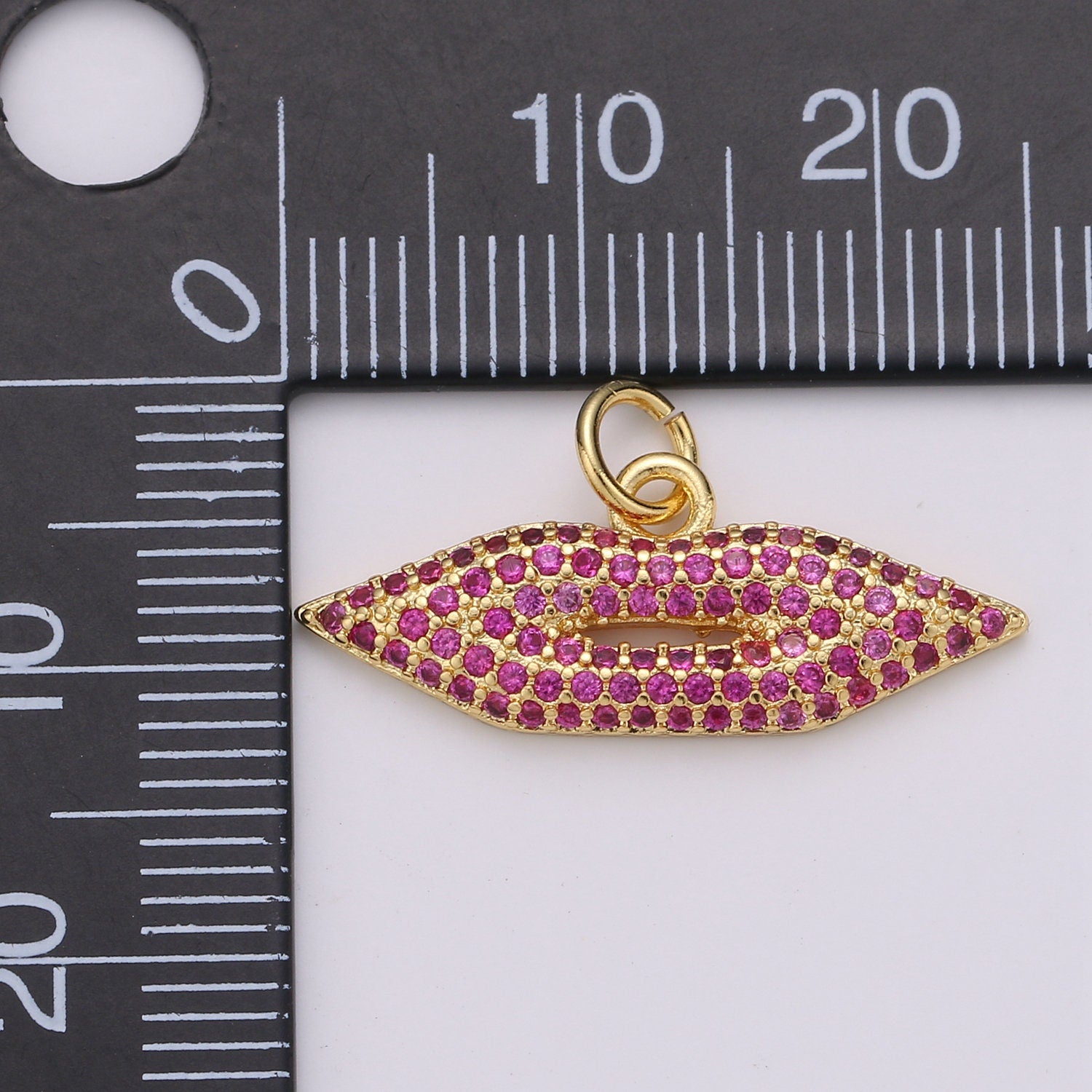 Lips Charm Pendant, Pave Lips Charms Pendants, CZ Lips Charm, Sexy Lips Charm Pendant, 24k Gold Charm for Necklace Bracelet Earring