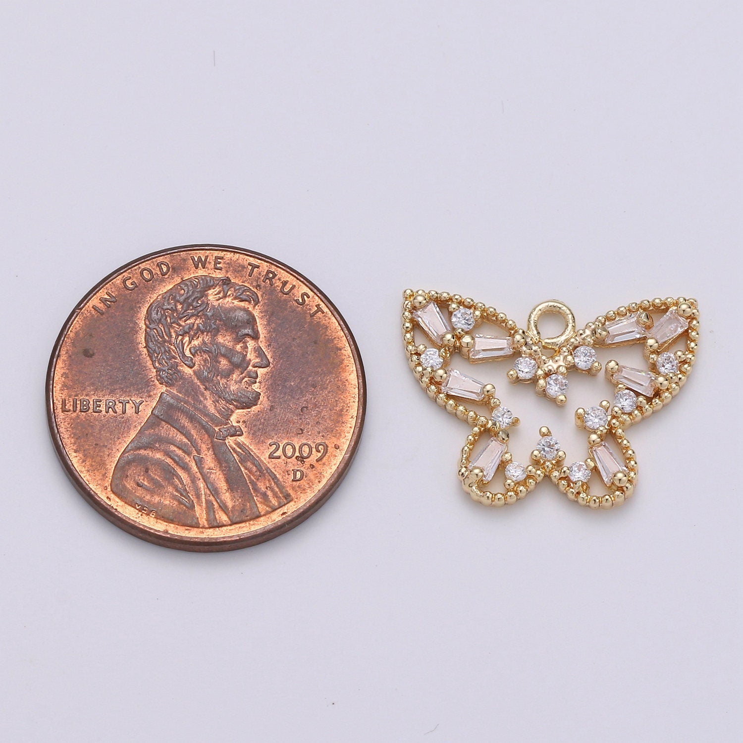 1x 18k Gold Butterfly Charm Baguette Cubic Butterfly Pendant Mariposa Butterfly Charms for Necklace Earring Bracelet Charm