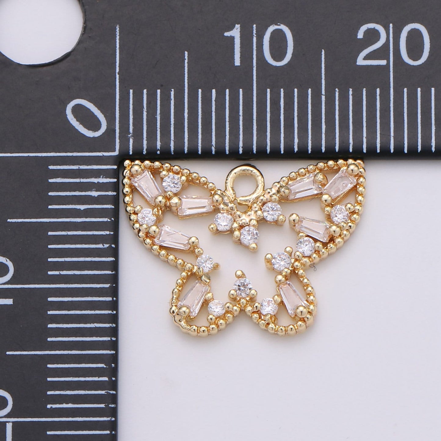 1x 18k Gold Butterfly Charm Baguette Cubic Butterfly Pendant Mariposa Butterfly Charms for Necklace Earring Bracelet Charm