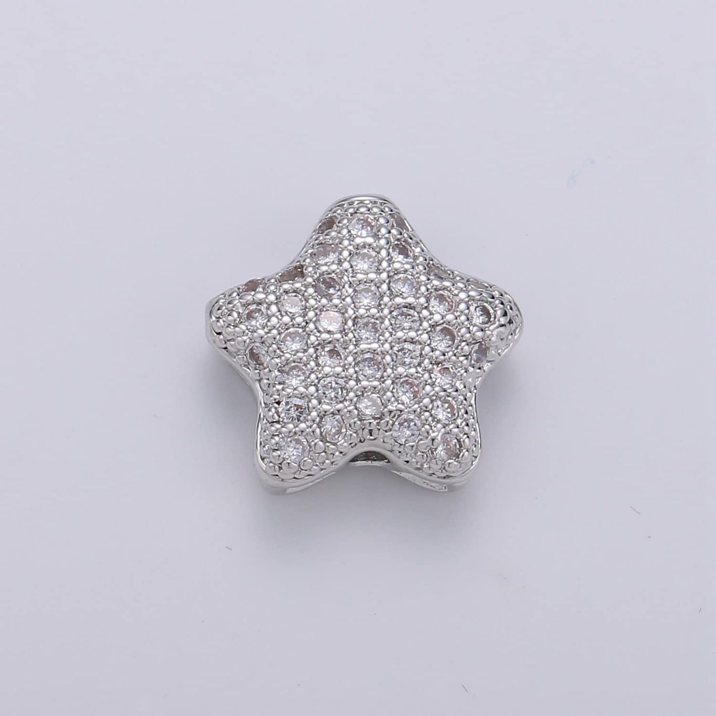Micro Pave Star Beads - 12mm Small Beautiful Bright 3D Rounded Puffy Gold Star Beads for Bracelet | B-304, B-305