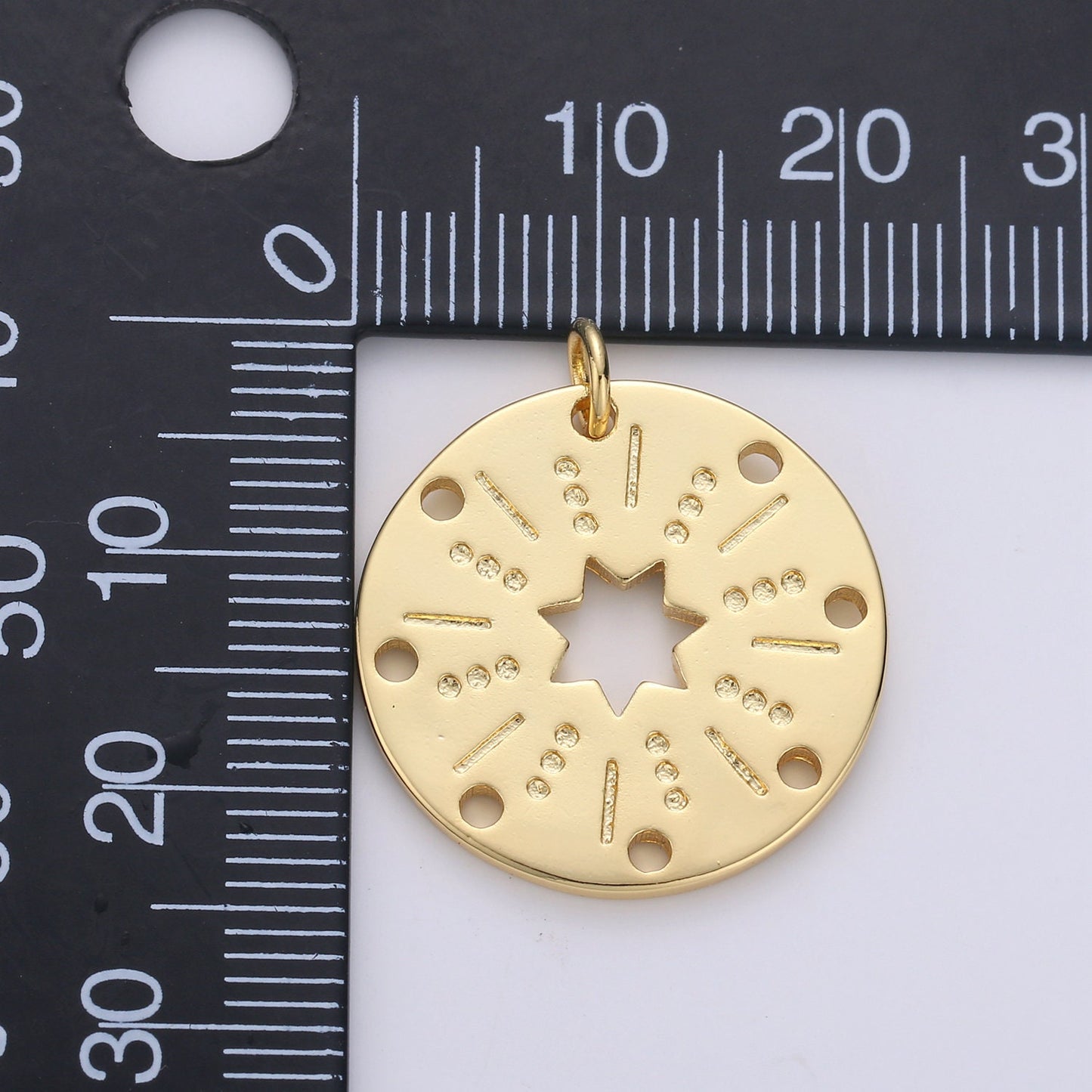 24k Gold Datiny Gold Star charm, Disc charm Bohemian charms, Celestial Jewelry DIY bracelet charm Necklace Charm ch1565