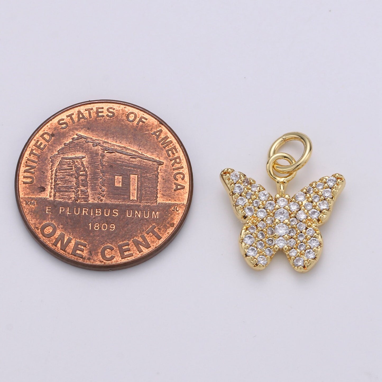 Gold Butterfly Charm CZ Micro Pave, Butterfly Pendant for Necklace Earring Bracelet Supply in 24k Gold Findings