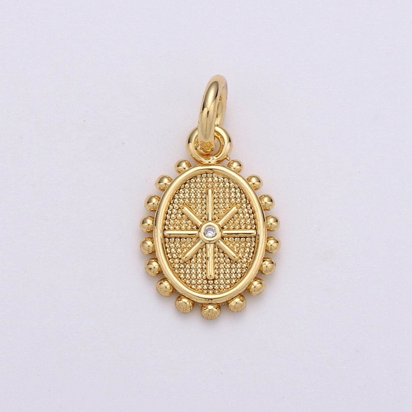 1pc Gold Micro Pave CZ Star Pendant Charm, Dainty Oval Pendant Charm, Pendant, For DIY Jewelry D-434