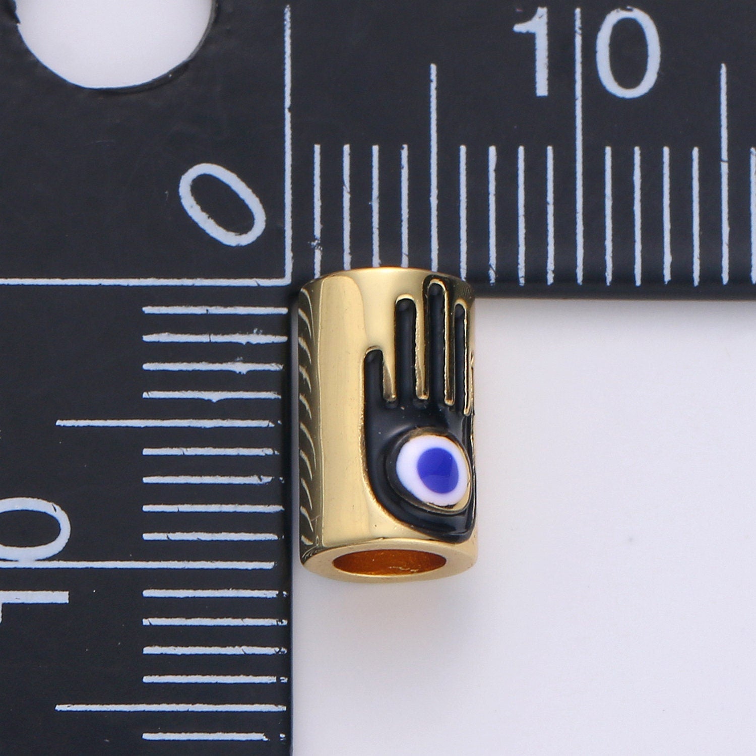 1pc 5x10mm Bead CZ Gold Beads Evil eye Beads cylinder Enamel Beads for Bracelet Necklace Supply Large Hole Beads 4mm hole,BDGF-353