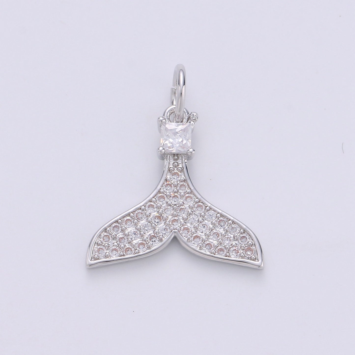 Micro Pave Gold Whale Tail Charm, Bracelet Charm,Necklace Charm, Earring Charm, Ocean Jewelry, Fish Tail,Dolphin Tail,Mermaid Tail,CHGF-1596
