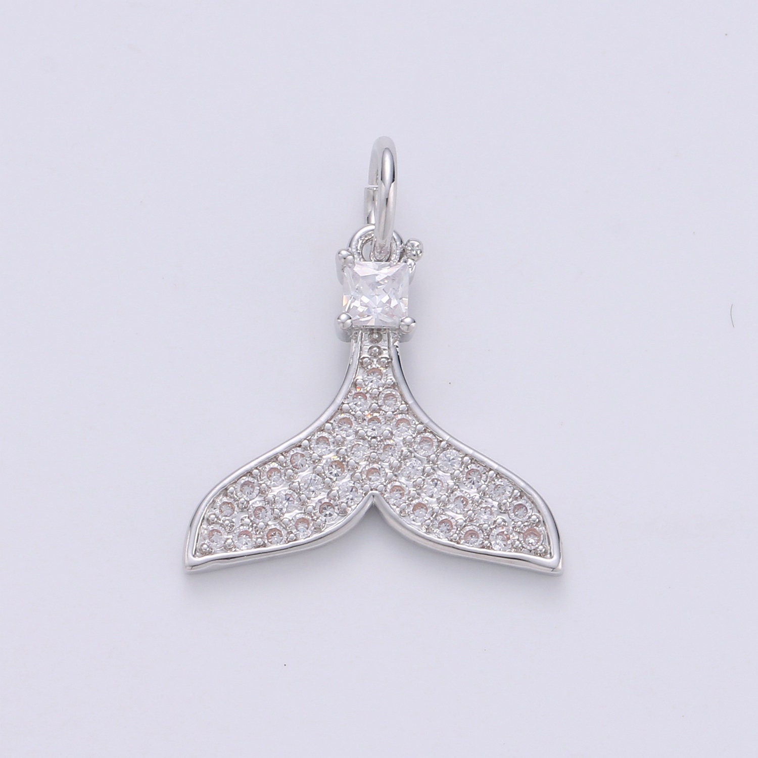 Micro Pave Gold Whale Tail Charm, Bracelet Charm,Necklace Charm, Earring Charm, Ocean Jewelry, Fish Tail,Dolphin Tail,Mermaid Tail,CHGF-1596